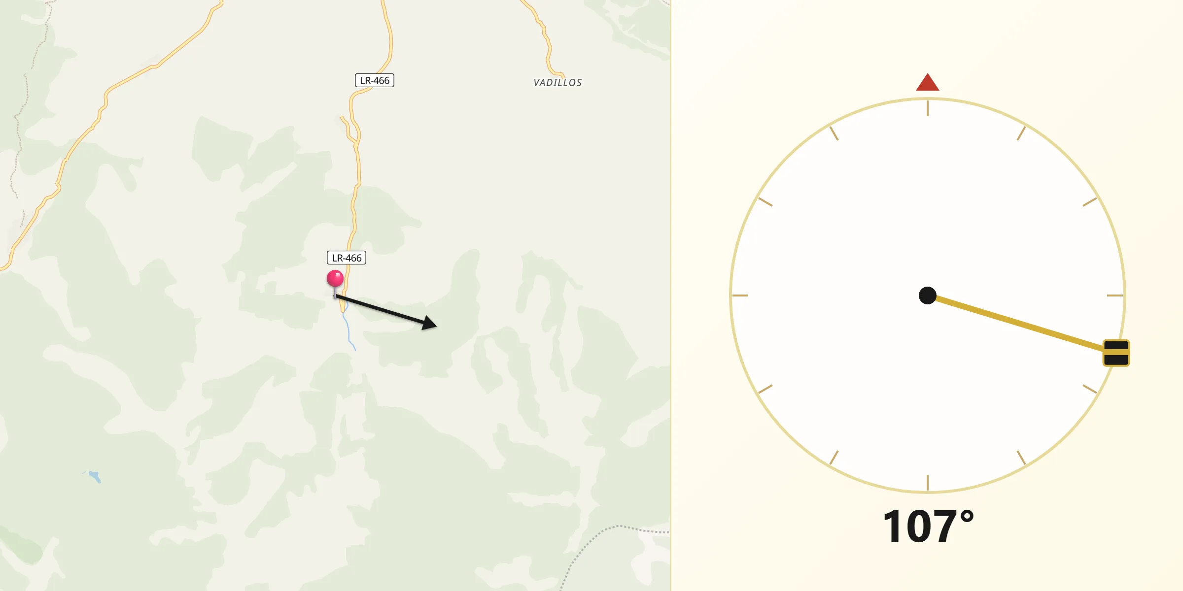 Dirección de la Qibla desde Ajamil