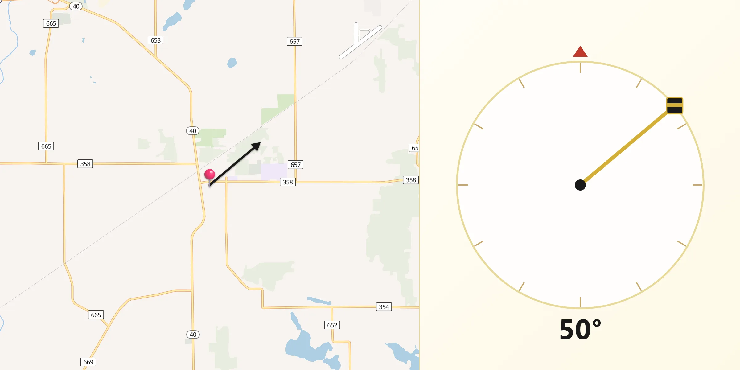 Qibla Direction from Lawton