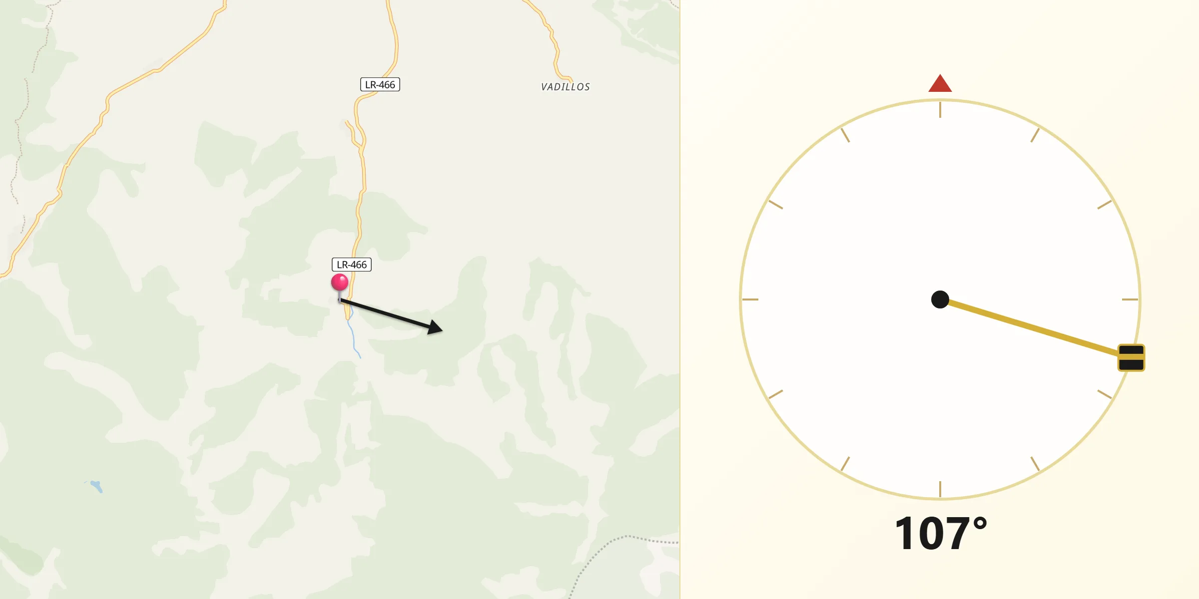 Dirección de la Qibla desde Ajamil de Cameros