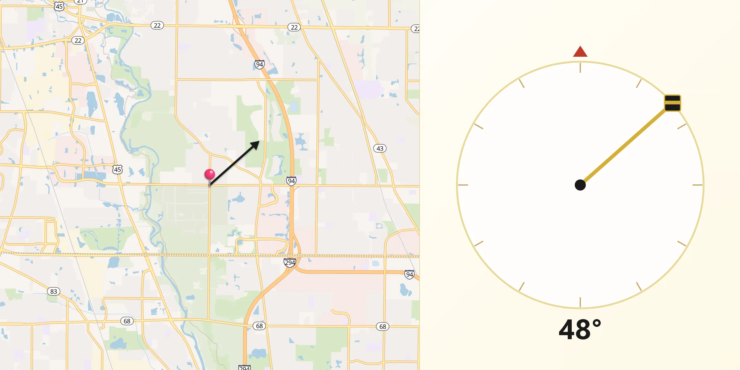 Qibla Direction from Riverwoods