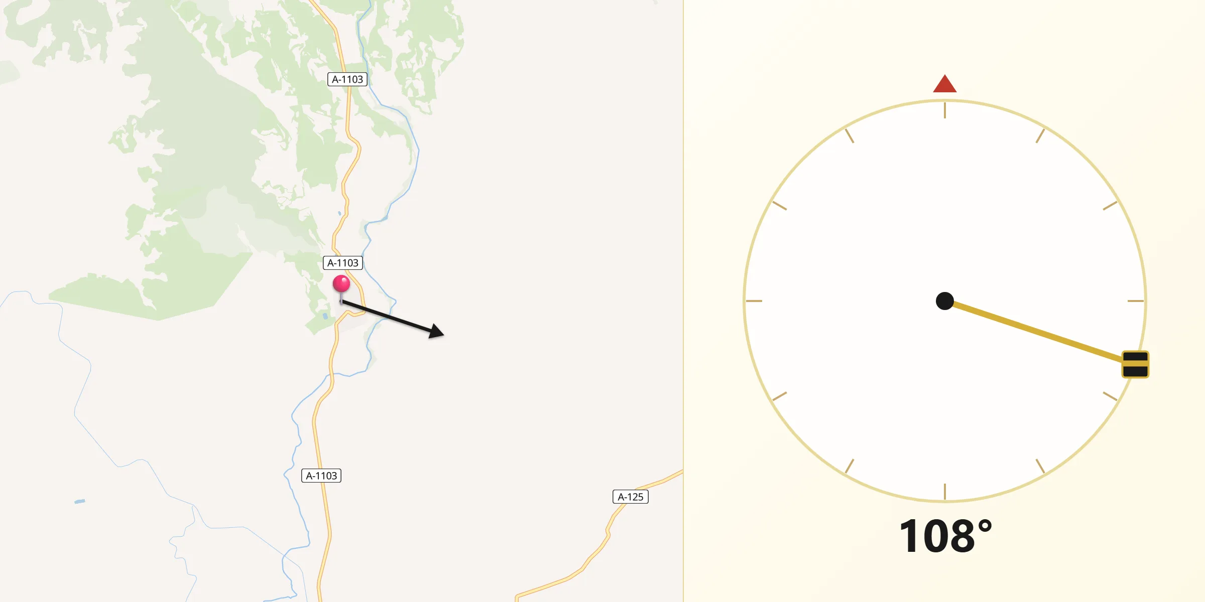 Dirección de la Qibla desde Luna