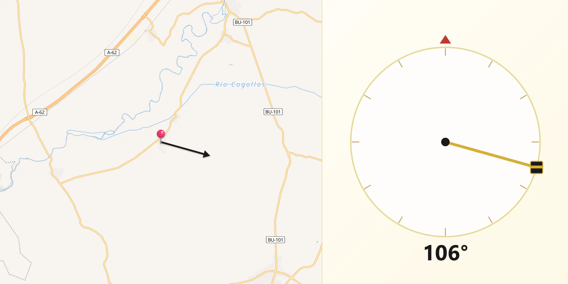 Dirección de la Qibla desde Belbimbre