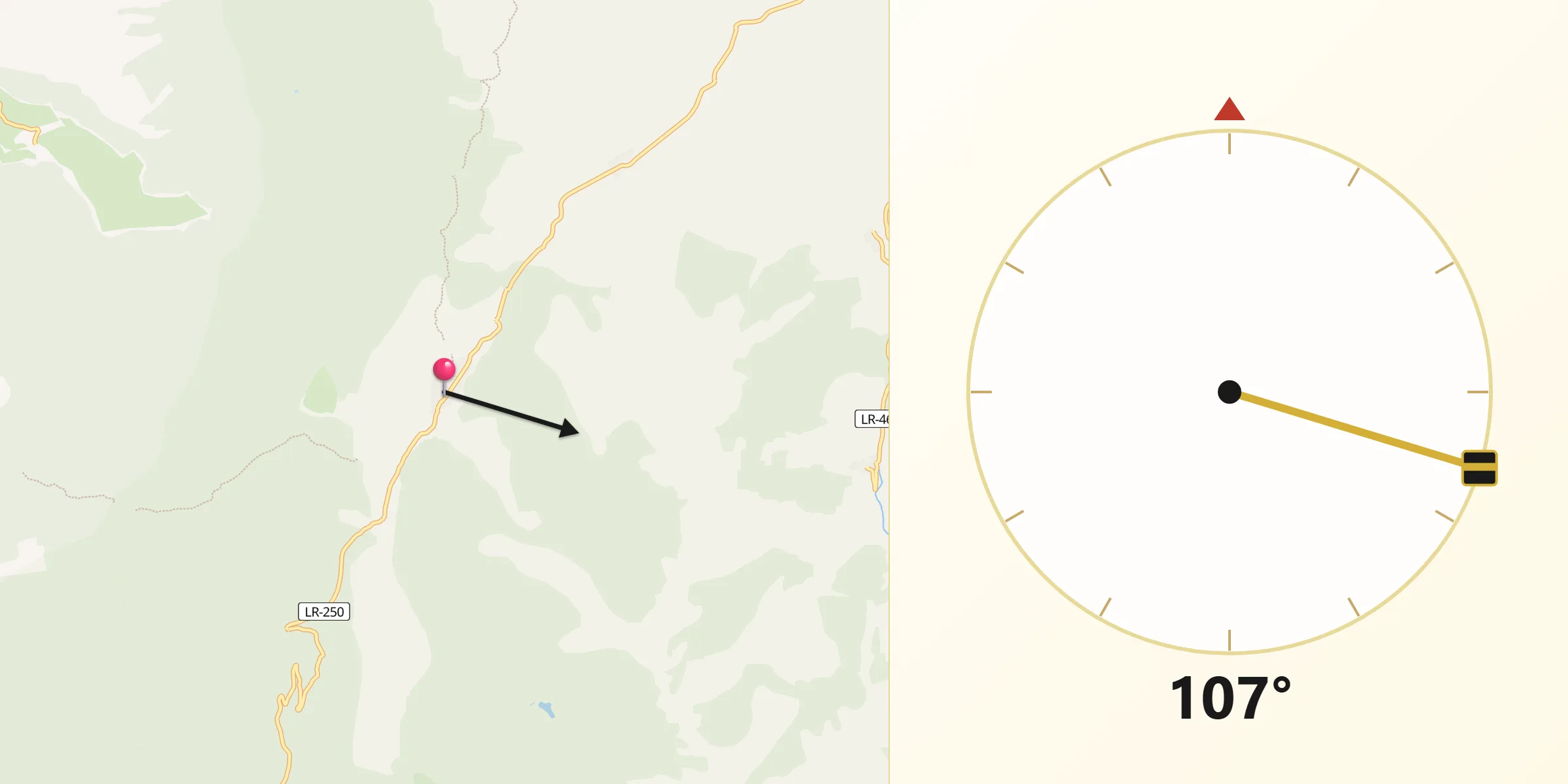 Dirección de la Qibla desde Laguna de Cameros