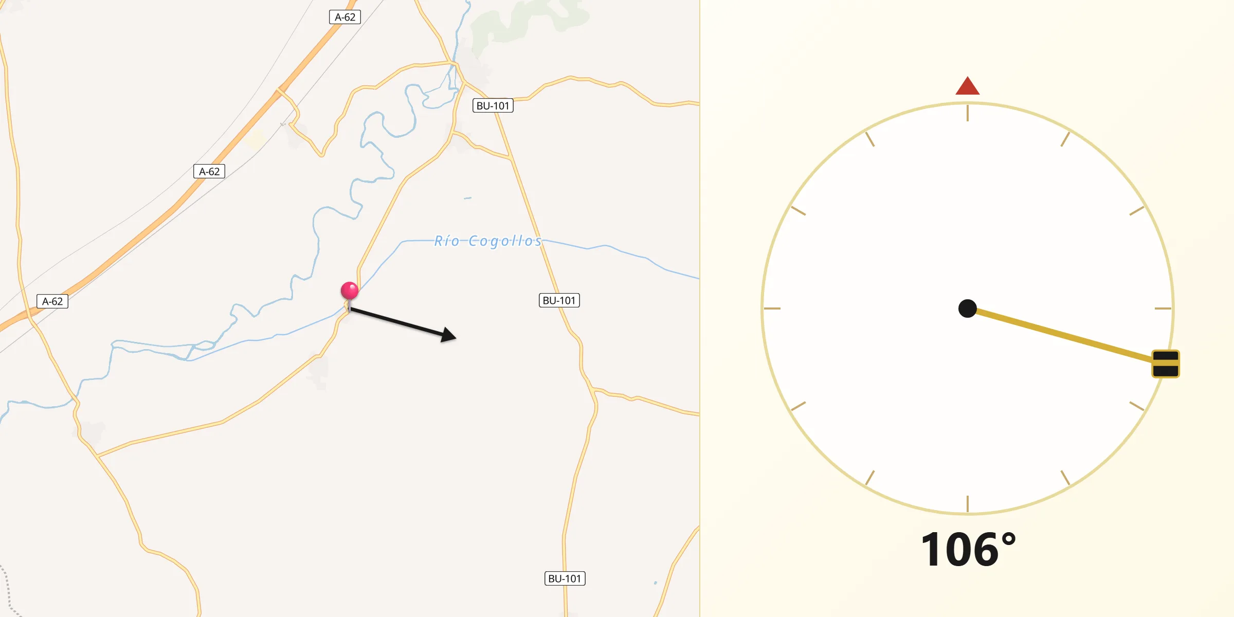 Dirección de la Qibla desde Barrio de Muñó