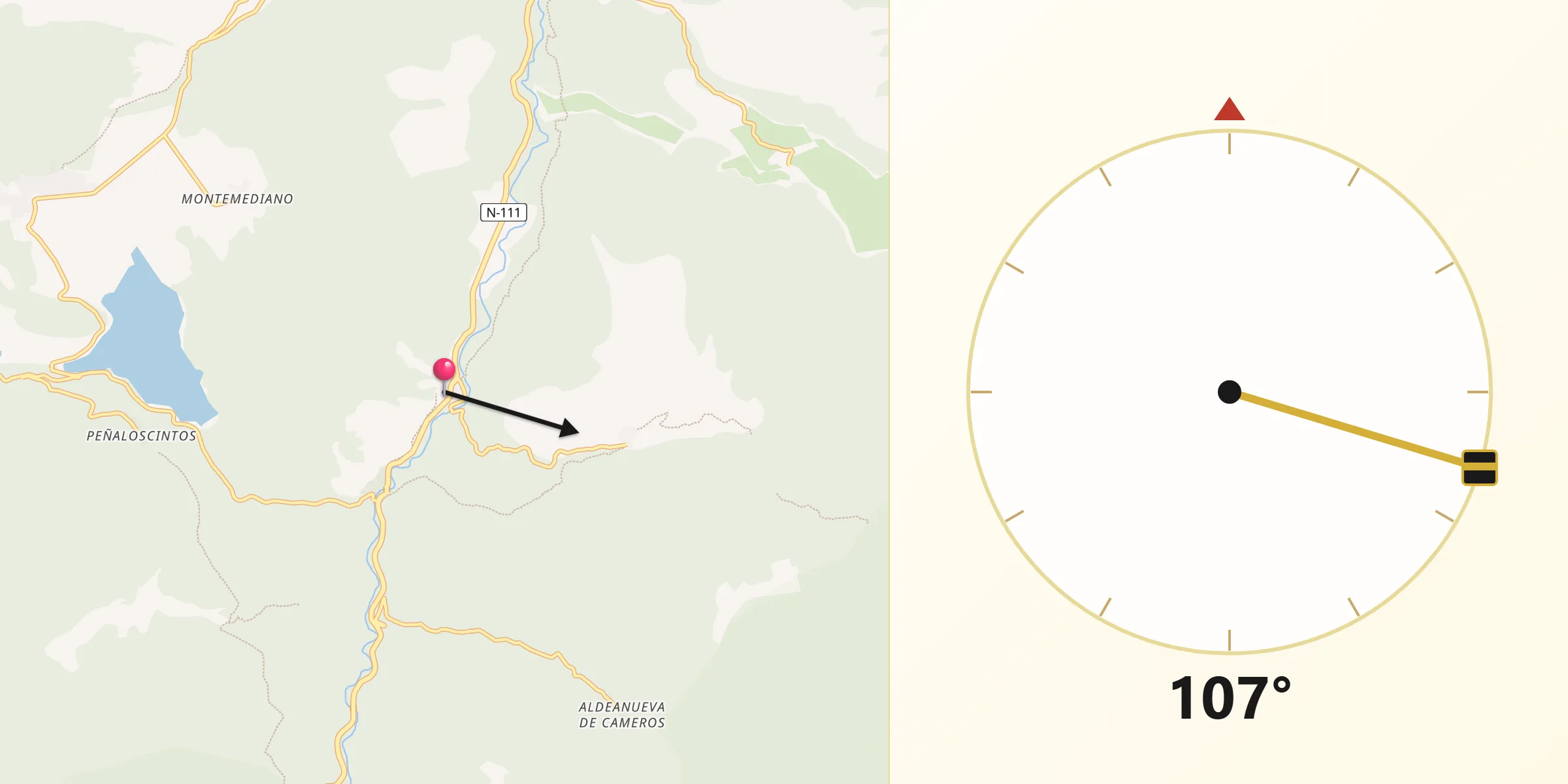 Dirección de la Qibla desde Pradillo
