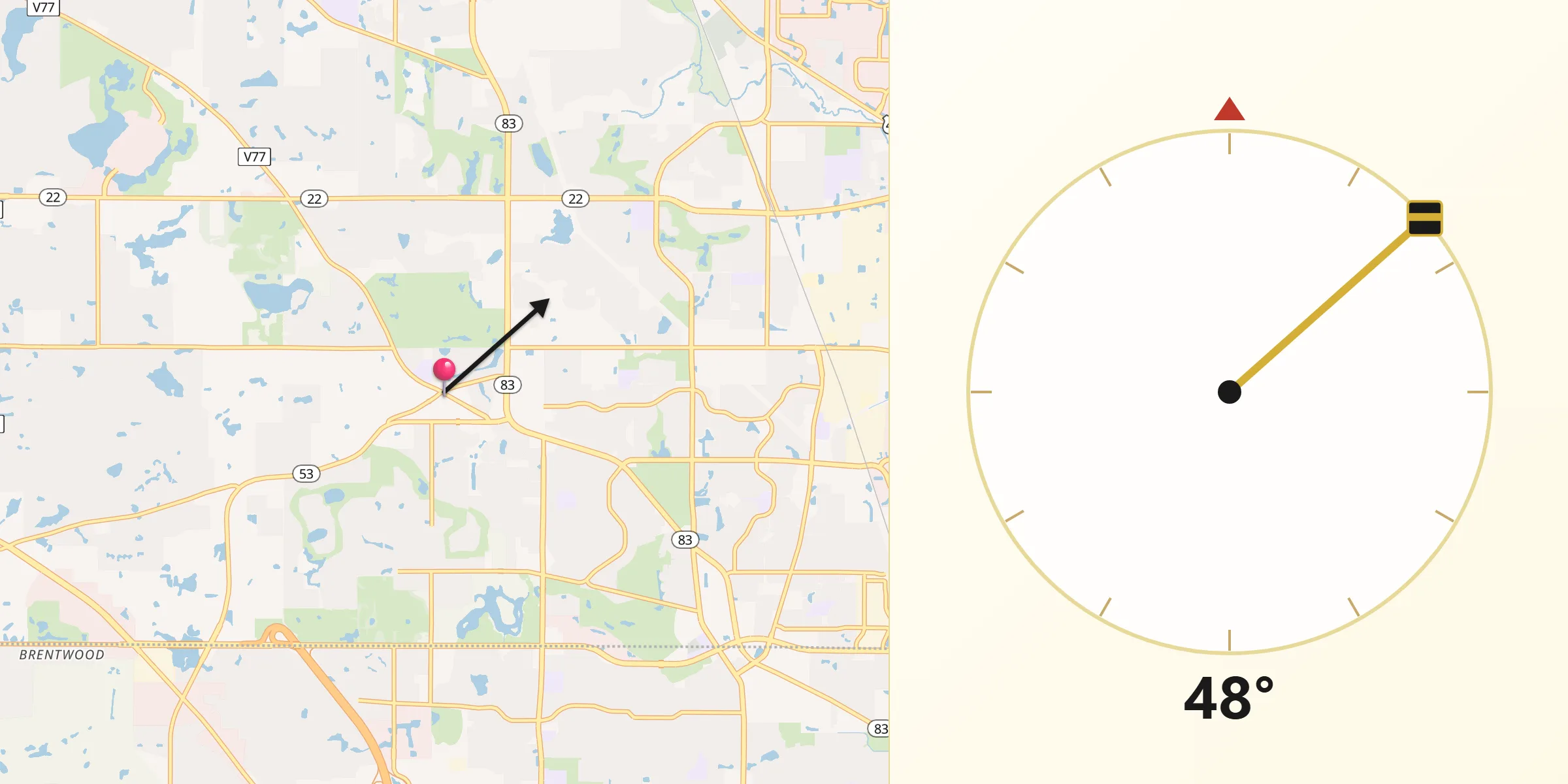 Qibla Direction from Long Grove