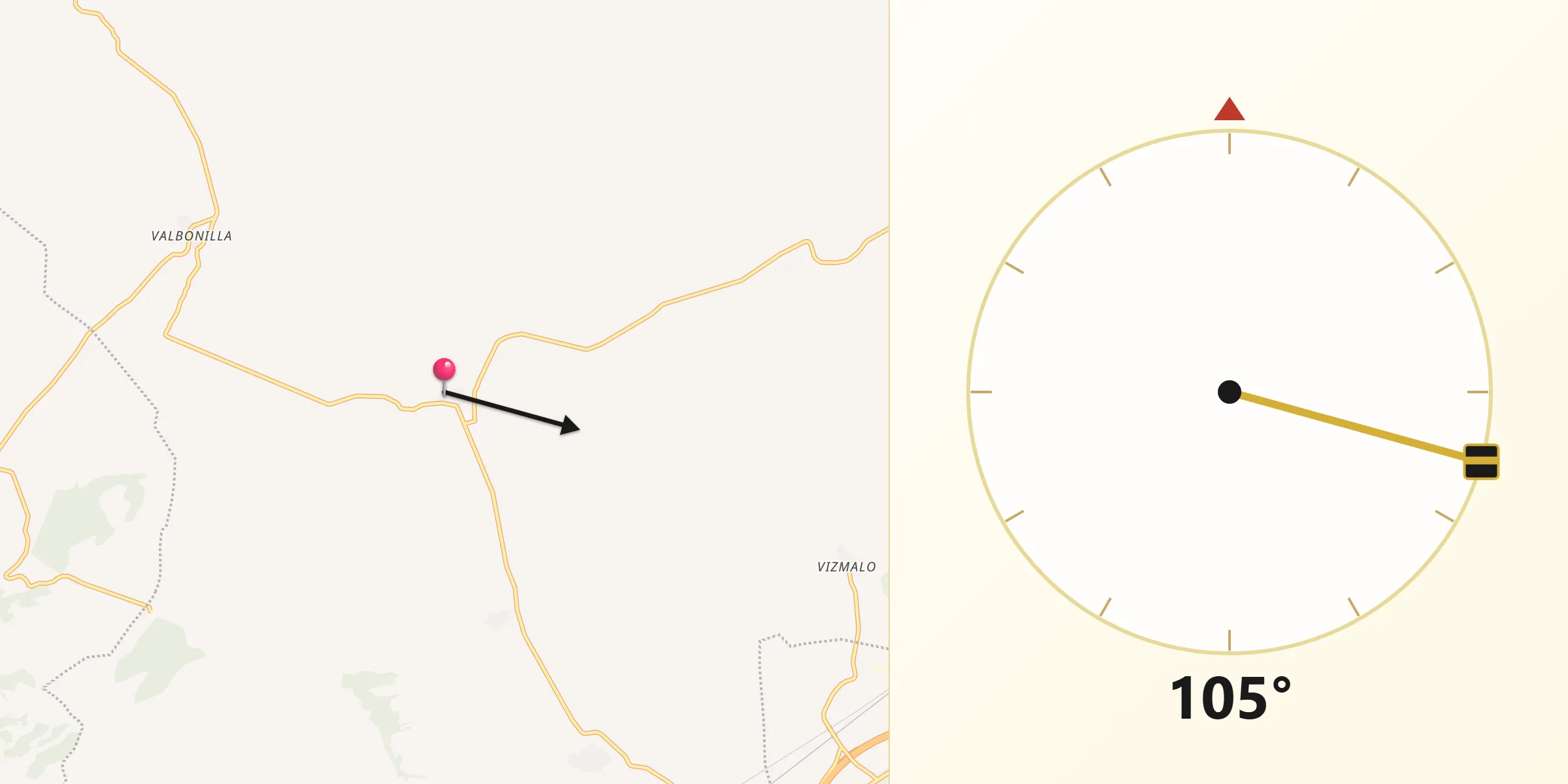 Dirección de la Qibla desde Vallejera