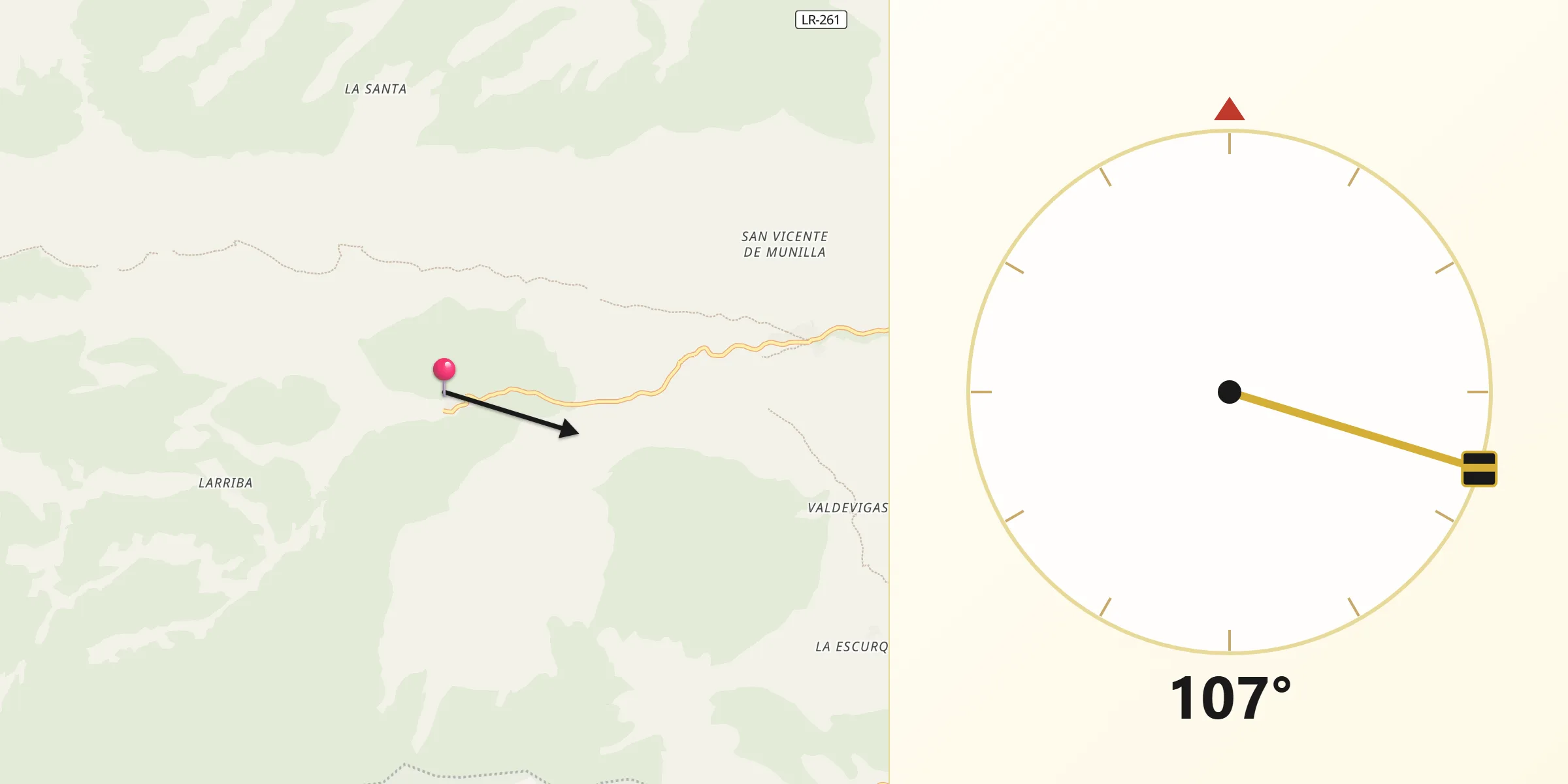 Dirección de la Qibla desde Zarzosa