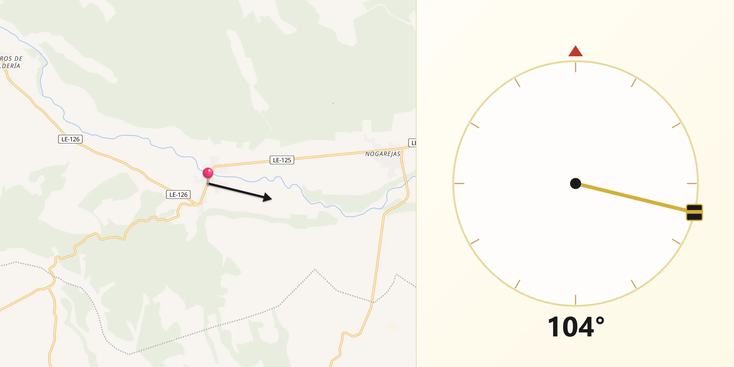 Dirección de la Qibla desde Castrocontrigo