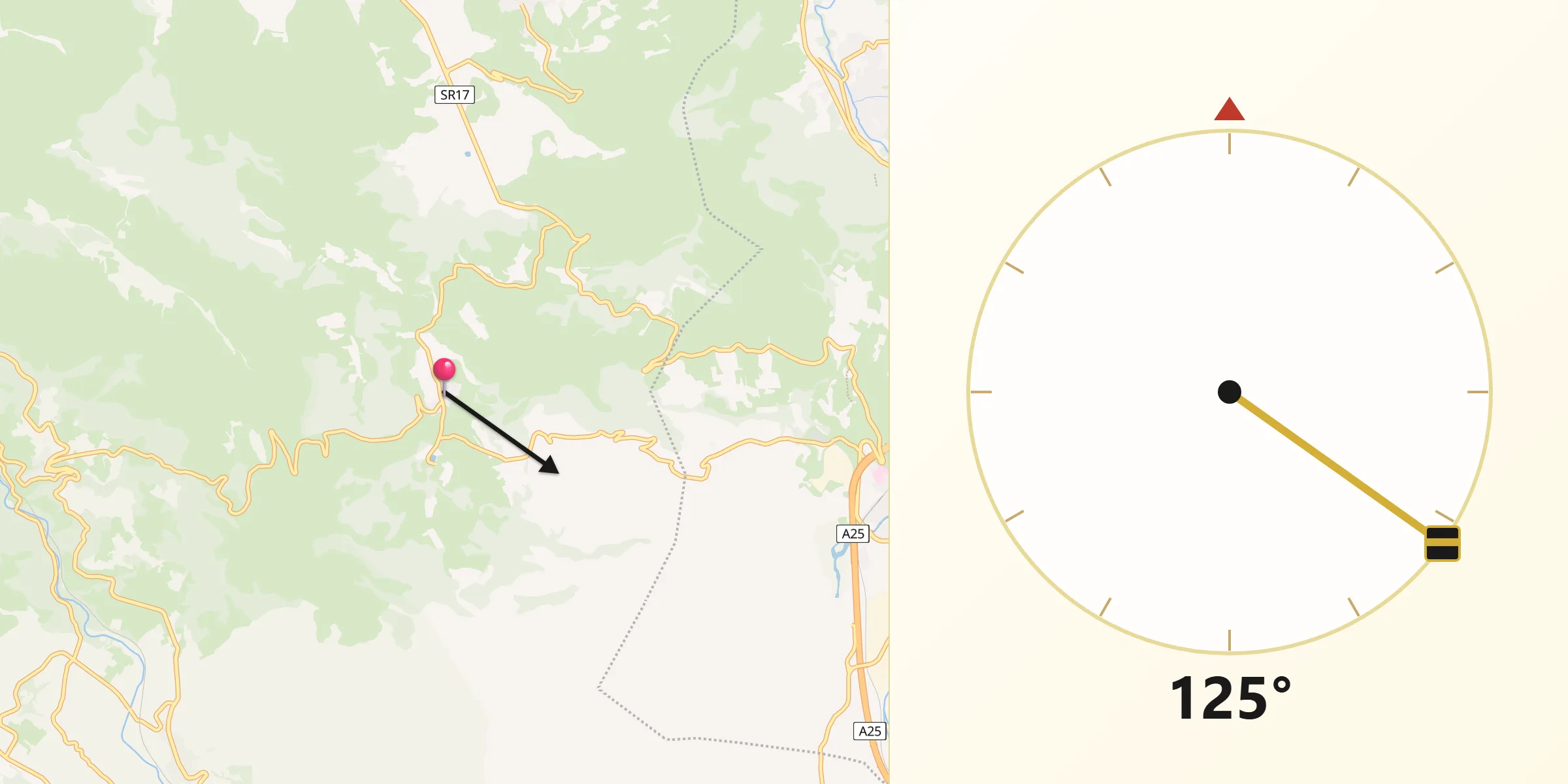 Direzione della Qibla da San Benedetto in Perillis