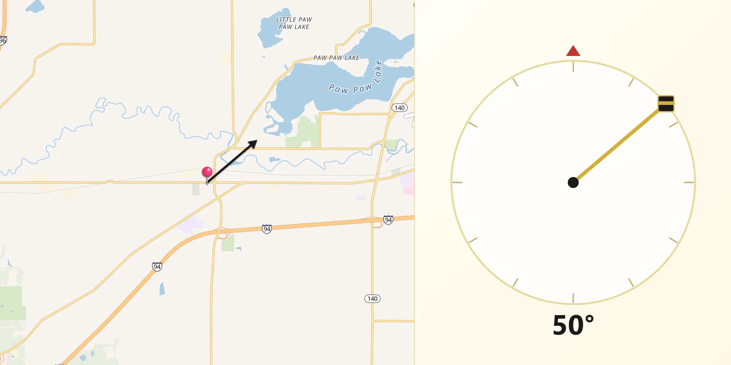 Qibla Direction from Coloma