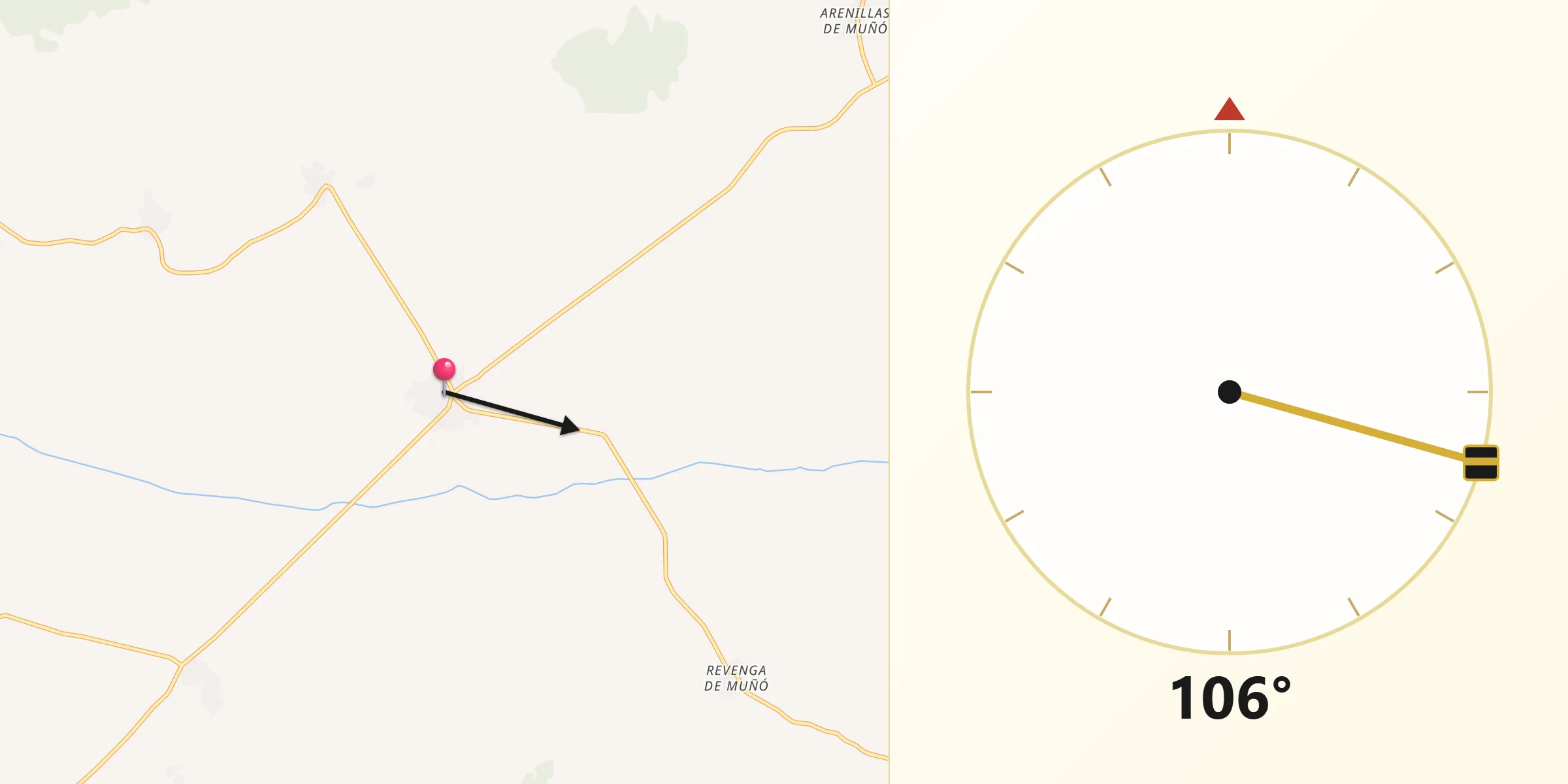 Dirección de la Qibla desde Presencio