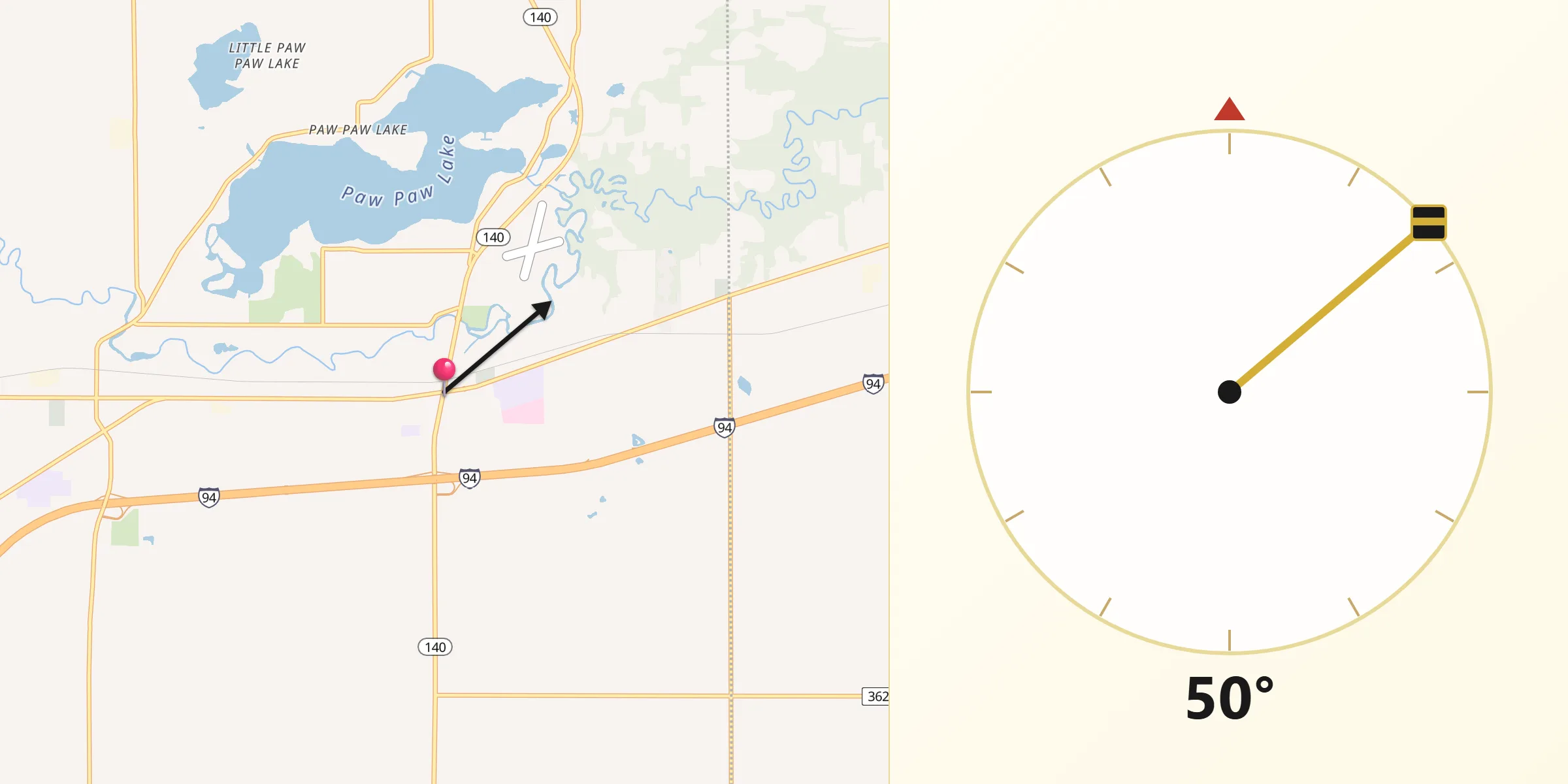 Qibla Direction from Watervliet