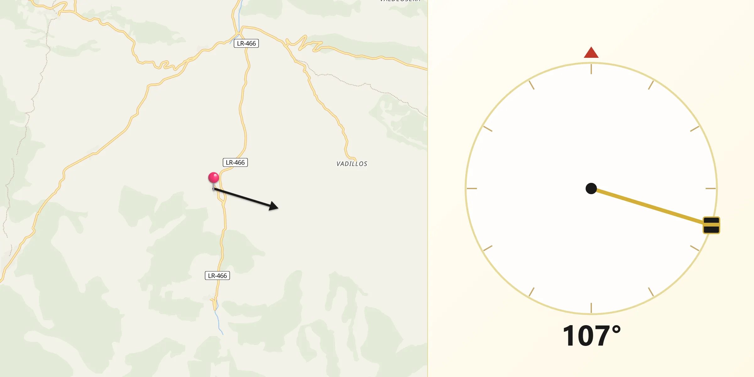Dirección de la Qibla desde Rabanera