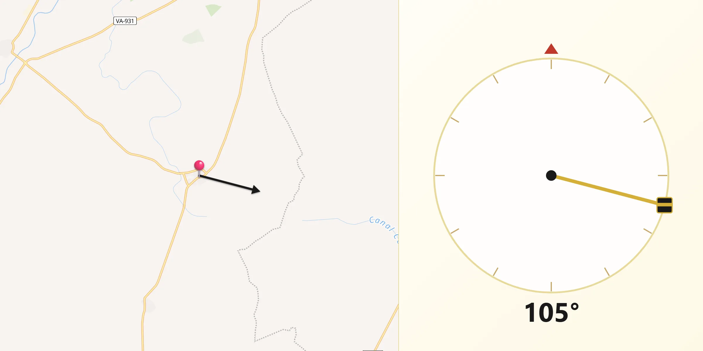 Dirección de la Qibla desde Villacarralón