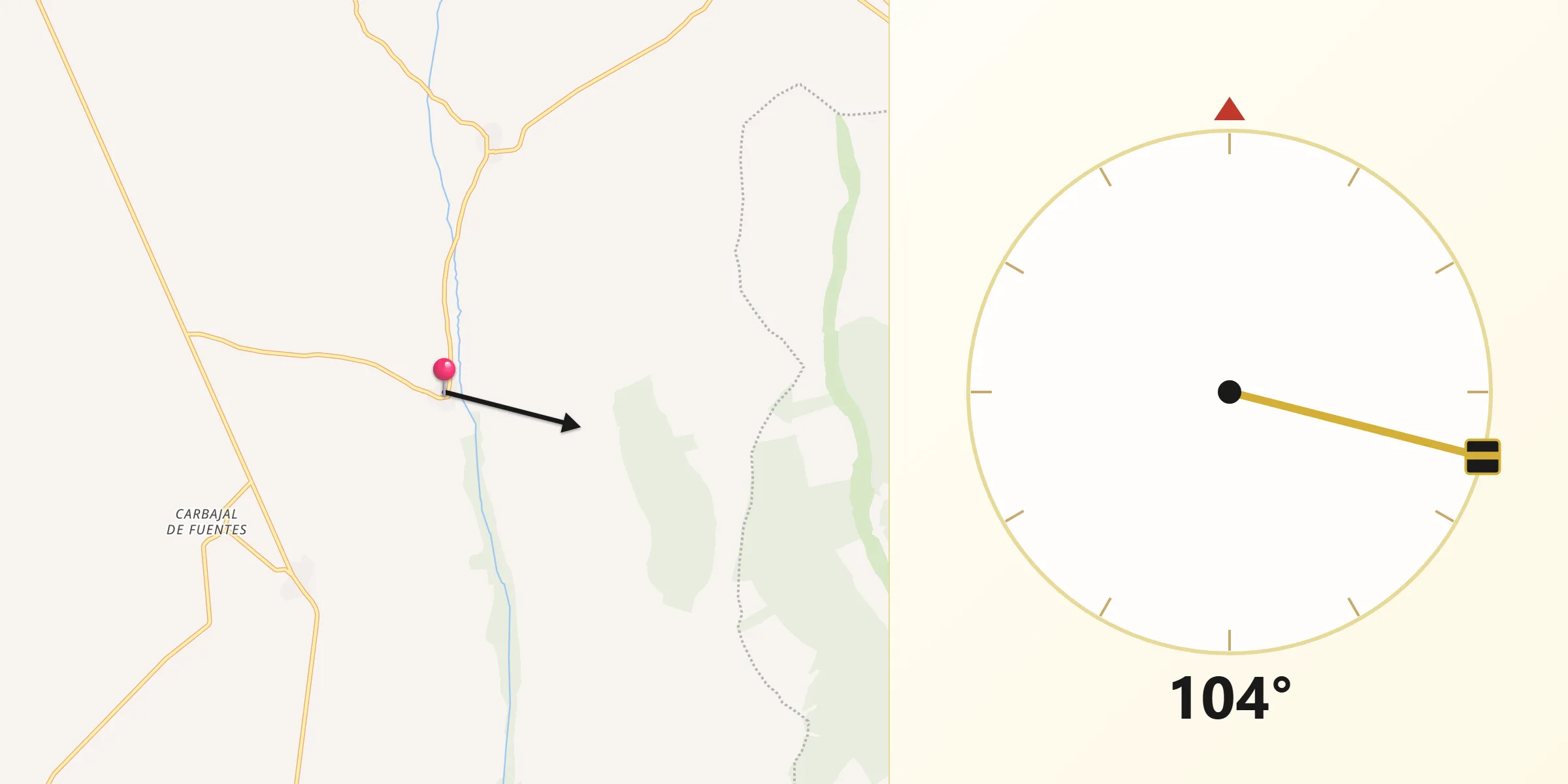Dirección de la Qibla desde Valdemora