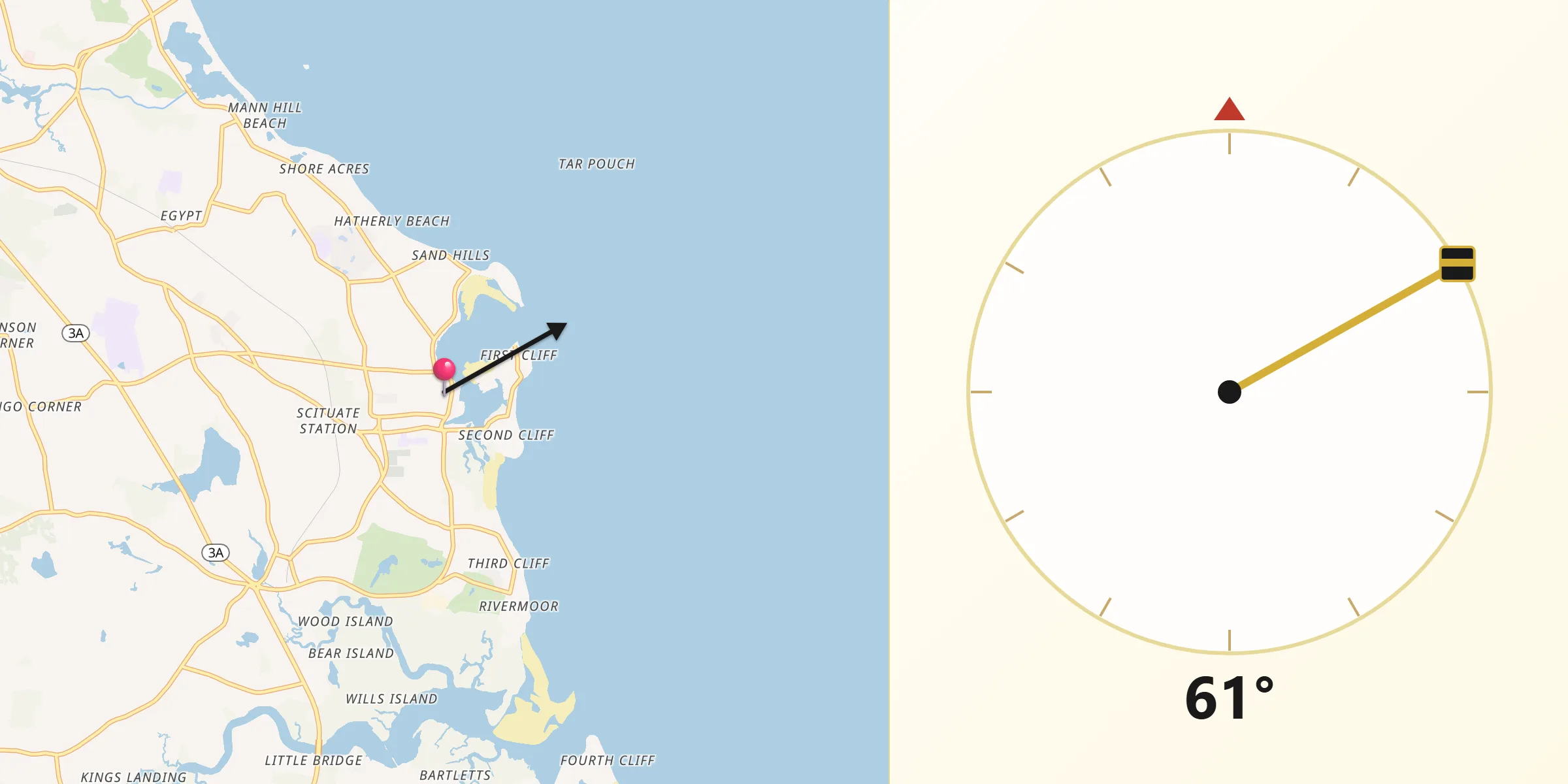Qibla Direction from Scituate