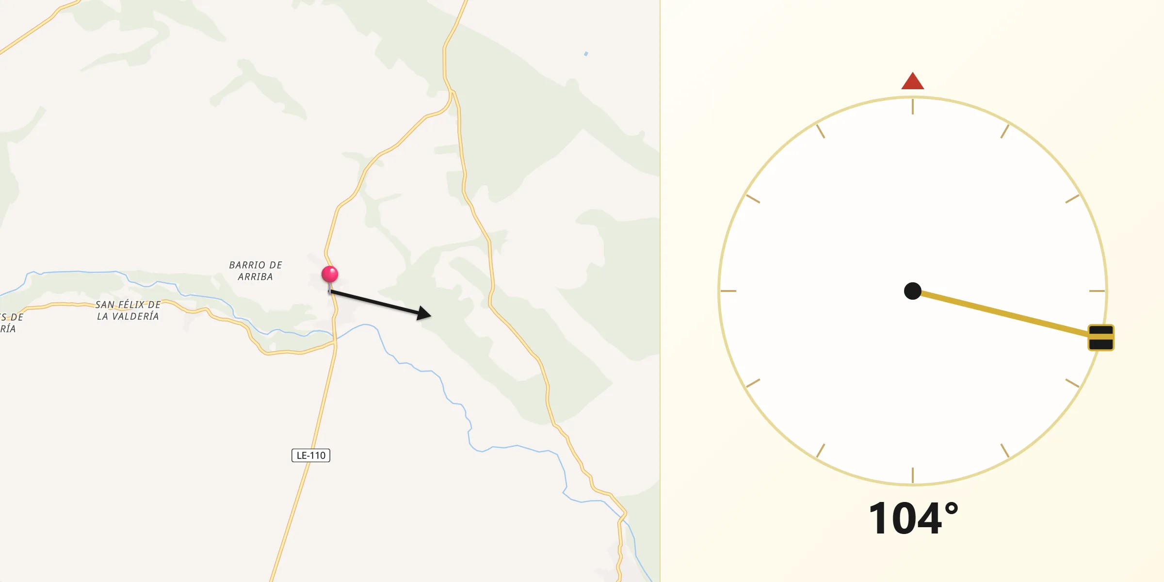 Dirección de la Qibla desde Castrocalbón