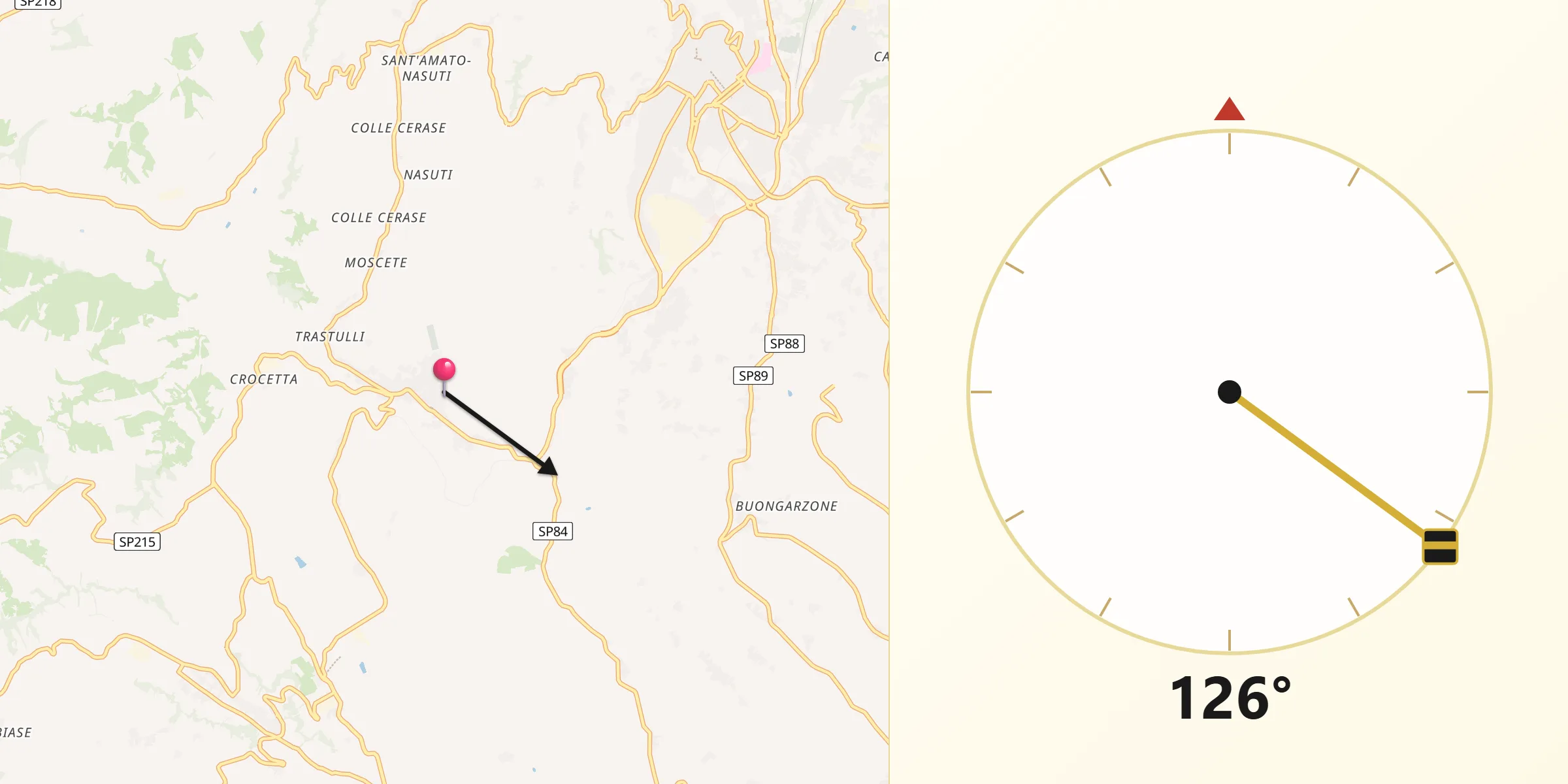 Direzione della Qibla da Castel Frentano