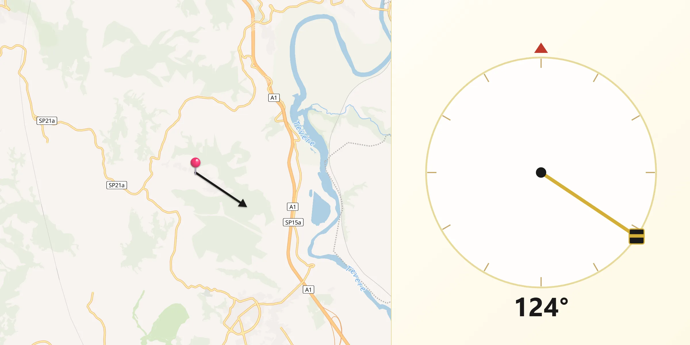Direzione della Qibla da Civitella San Paolo