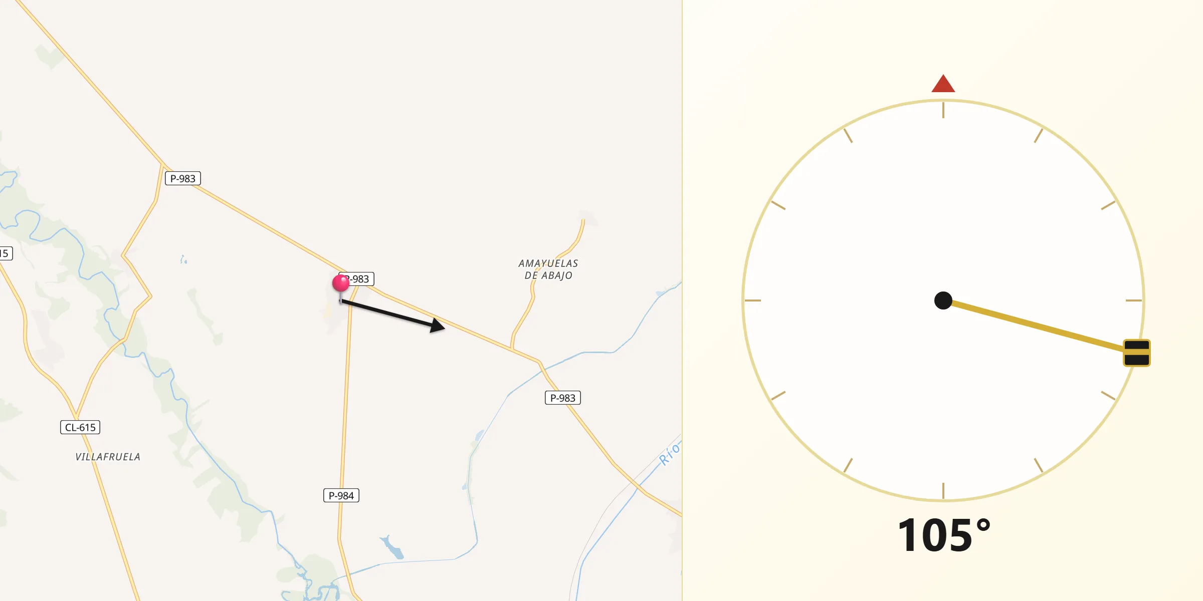 Dirección de la Qibla desde San Cebrián de Campos