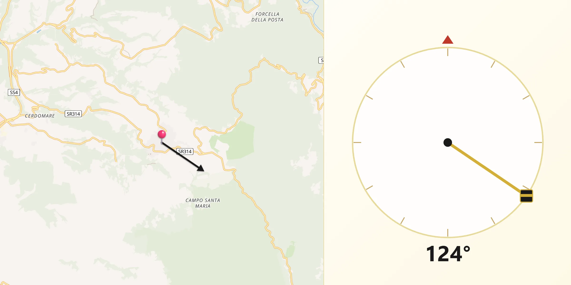 Direzione della Qibla da Poggio Moiano