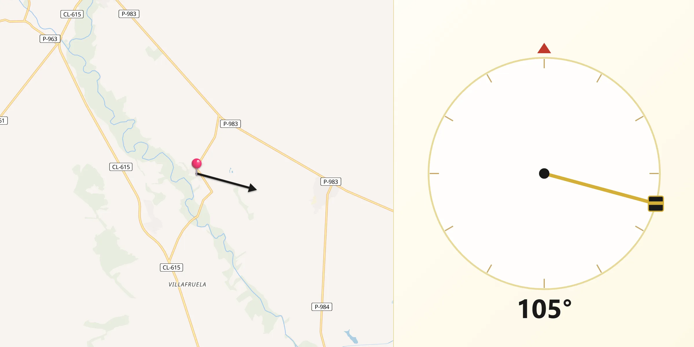 Dirección de la Qibla desde Manquillos