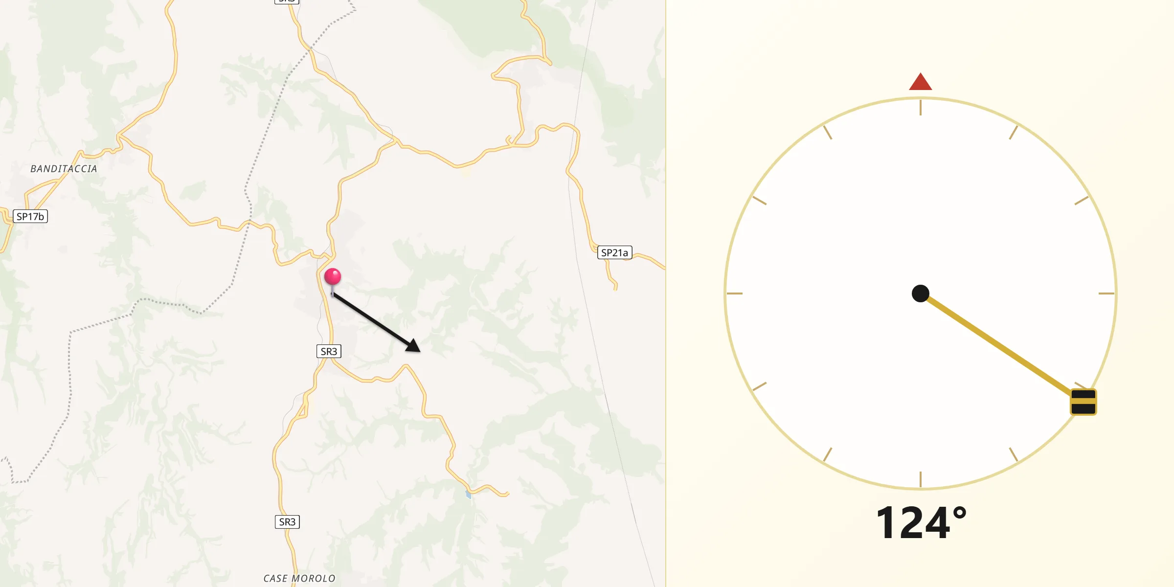 Direzione della Qibla da Rignano Flaminio