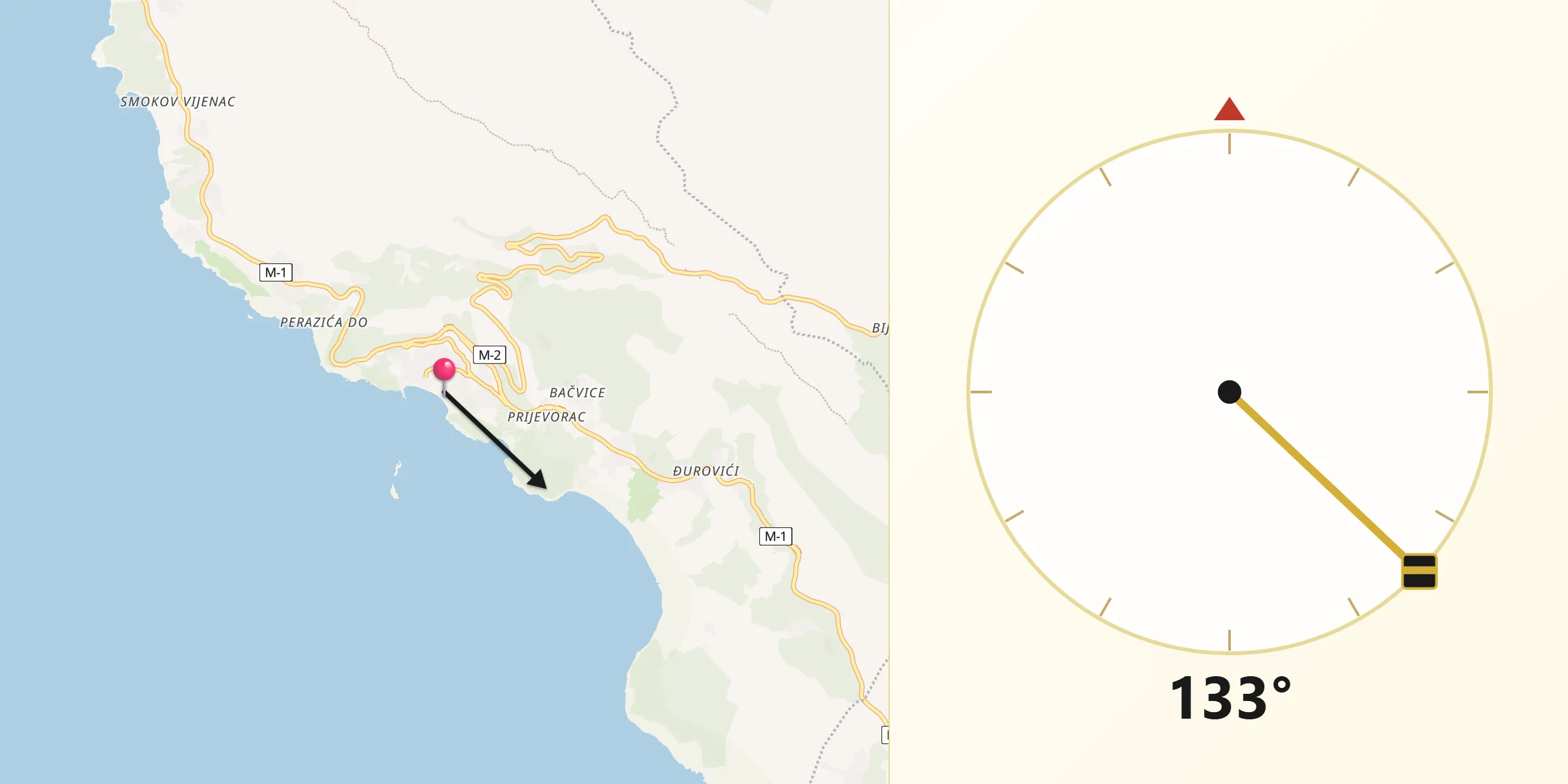 Drejtimi i Qibles nga Petrovac na Moru