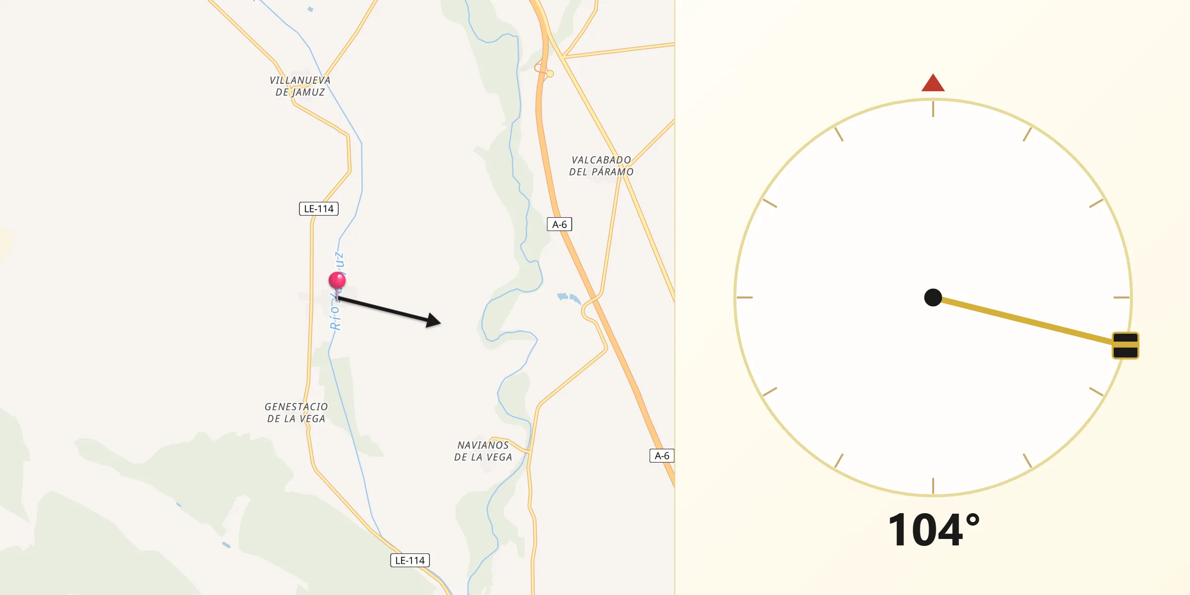 Dirección de la Qibla desde Quintana del Marco