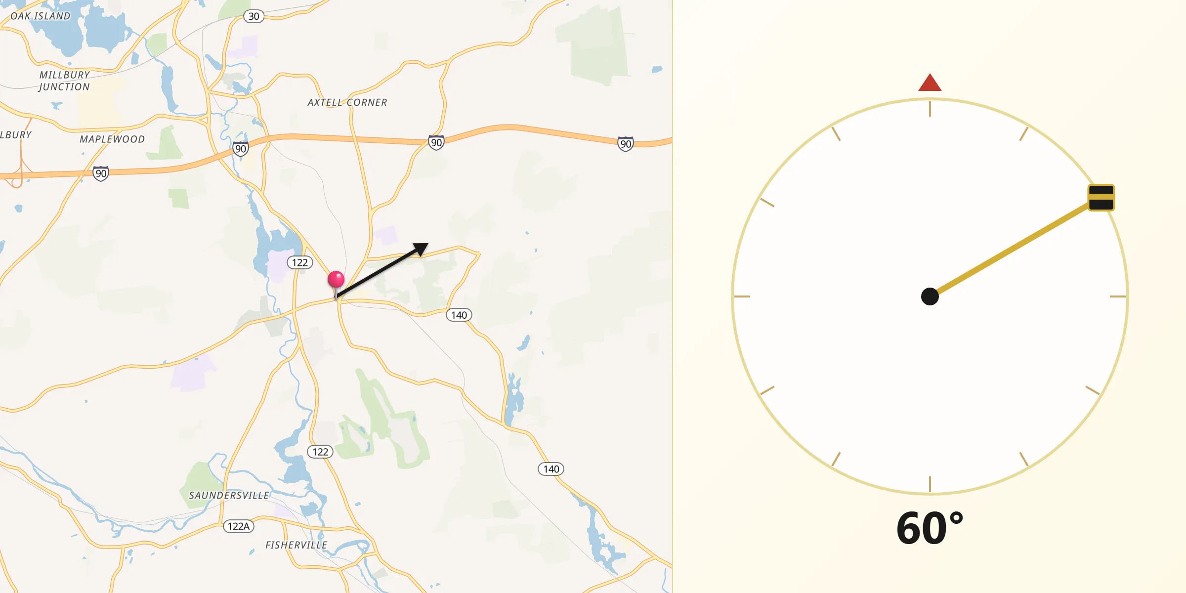 Qibla Direction from Grafton