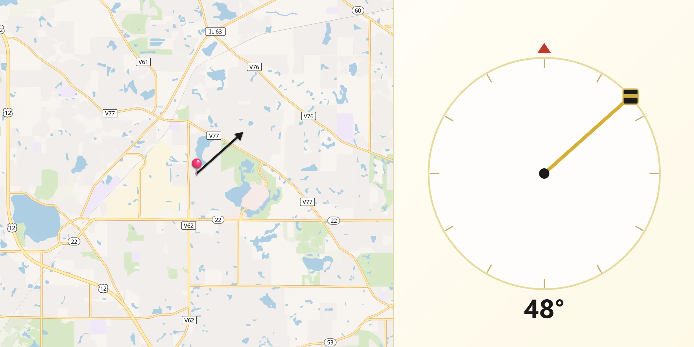 Qibla Direction from Forest Lake