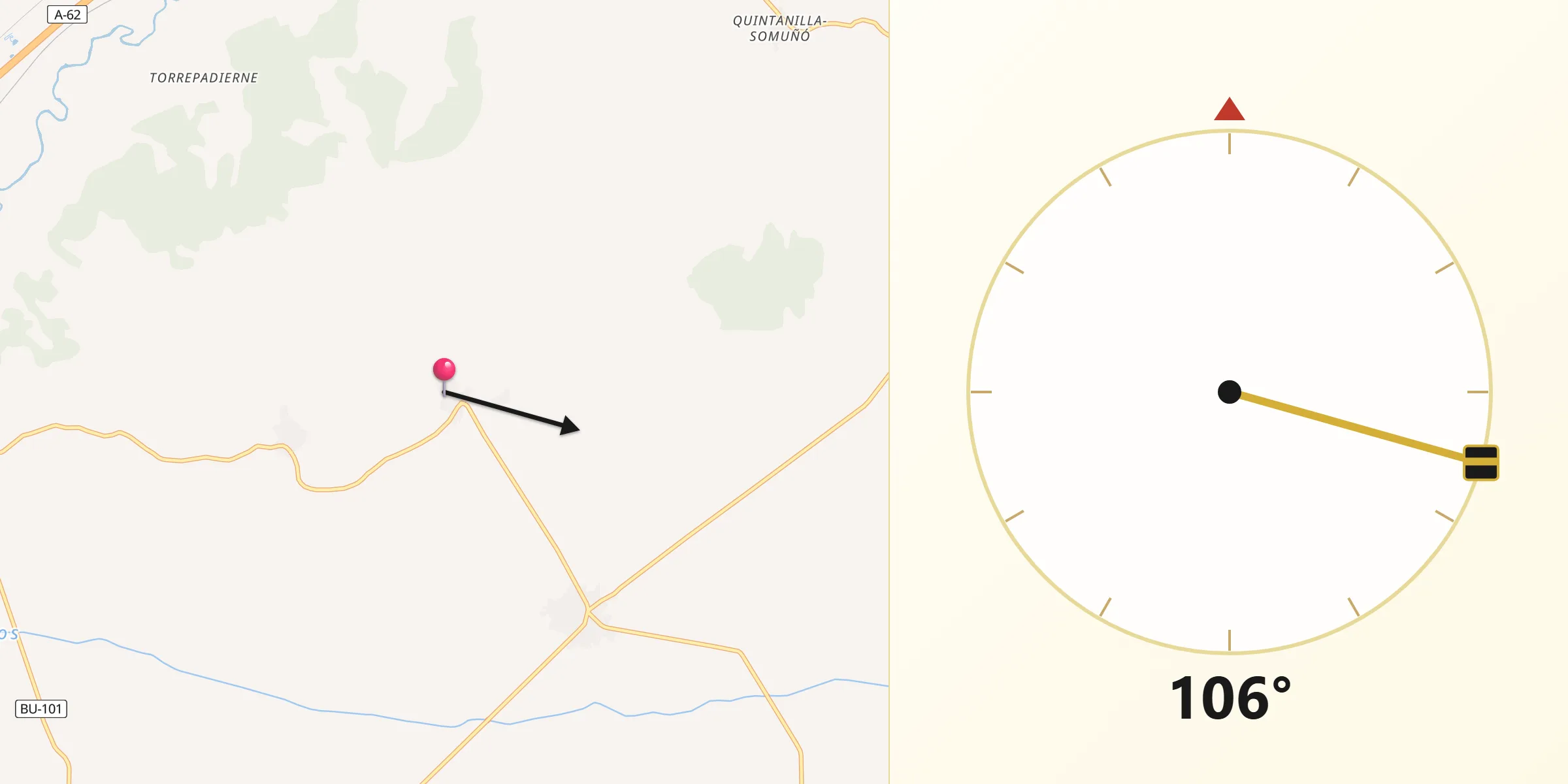 Dirección de la Qibla desde Mazuela