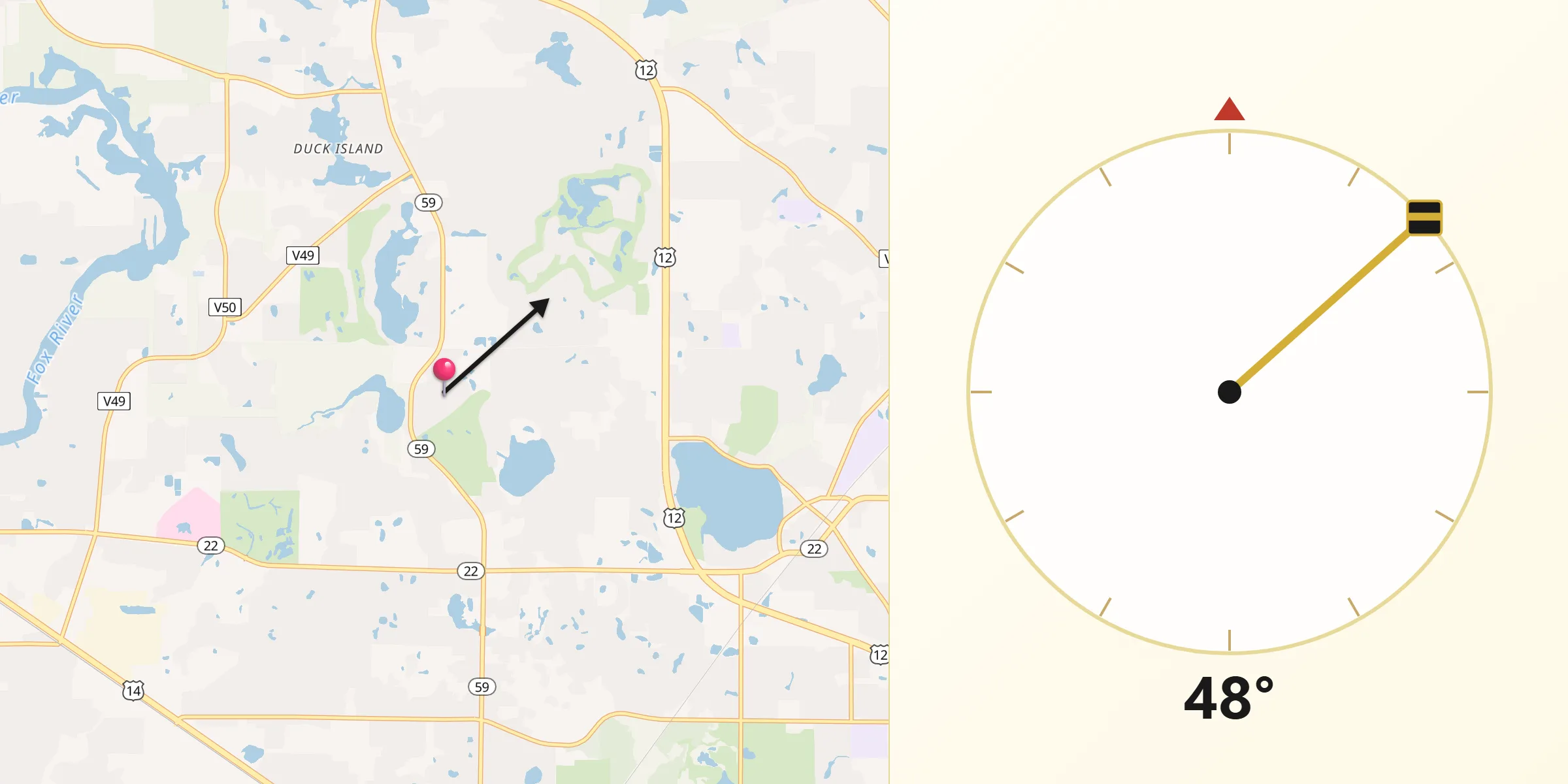 Qibla Direction from North Barrington