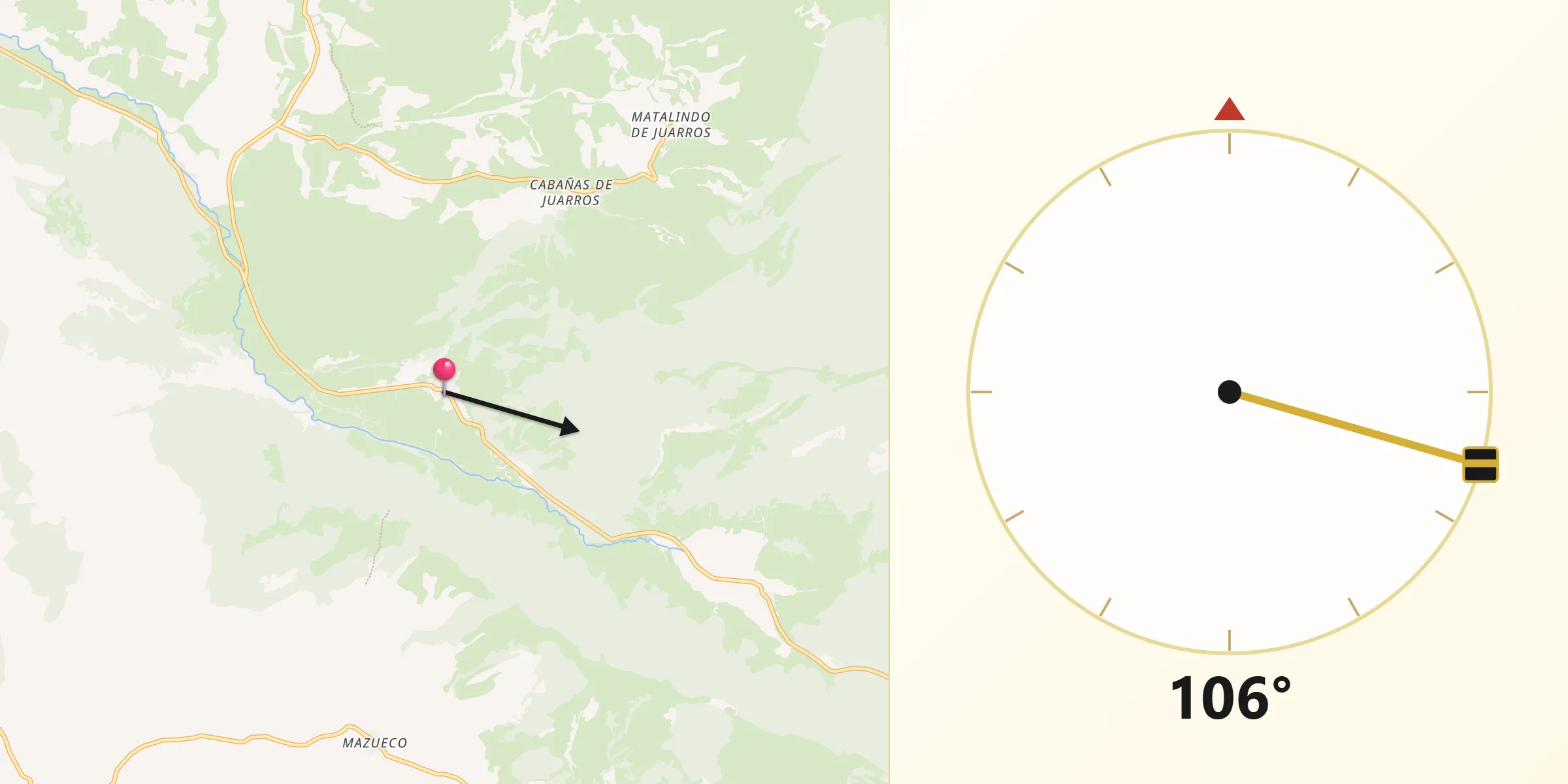 Dirección de la Qibla desde Palazuelos de la Sierra