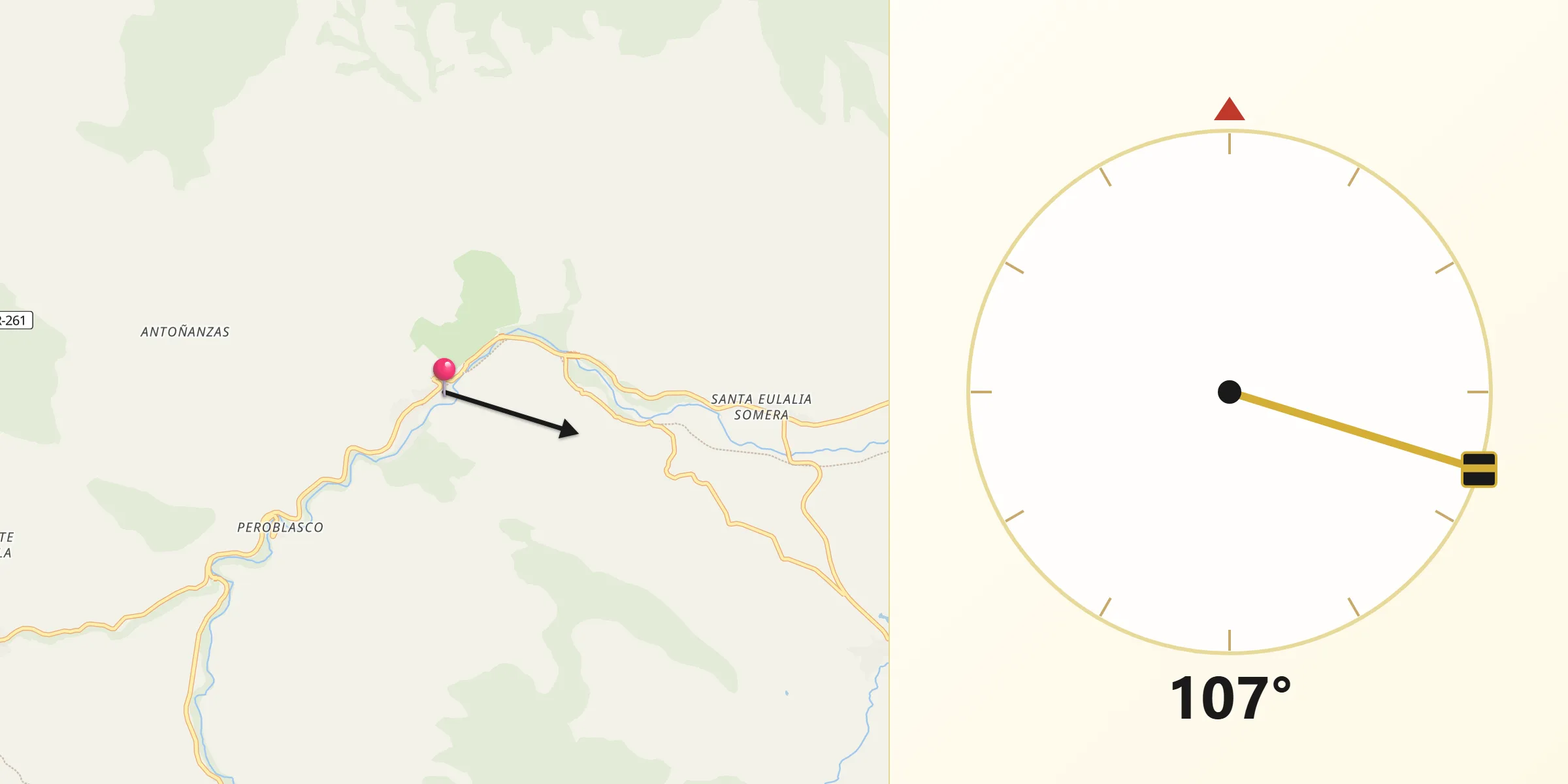 Dirección de la Qibla desde Arnedillo