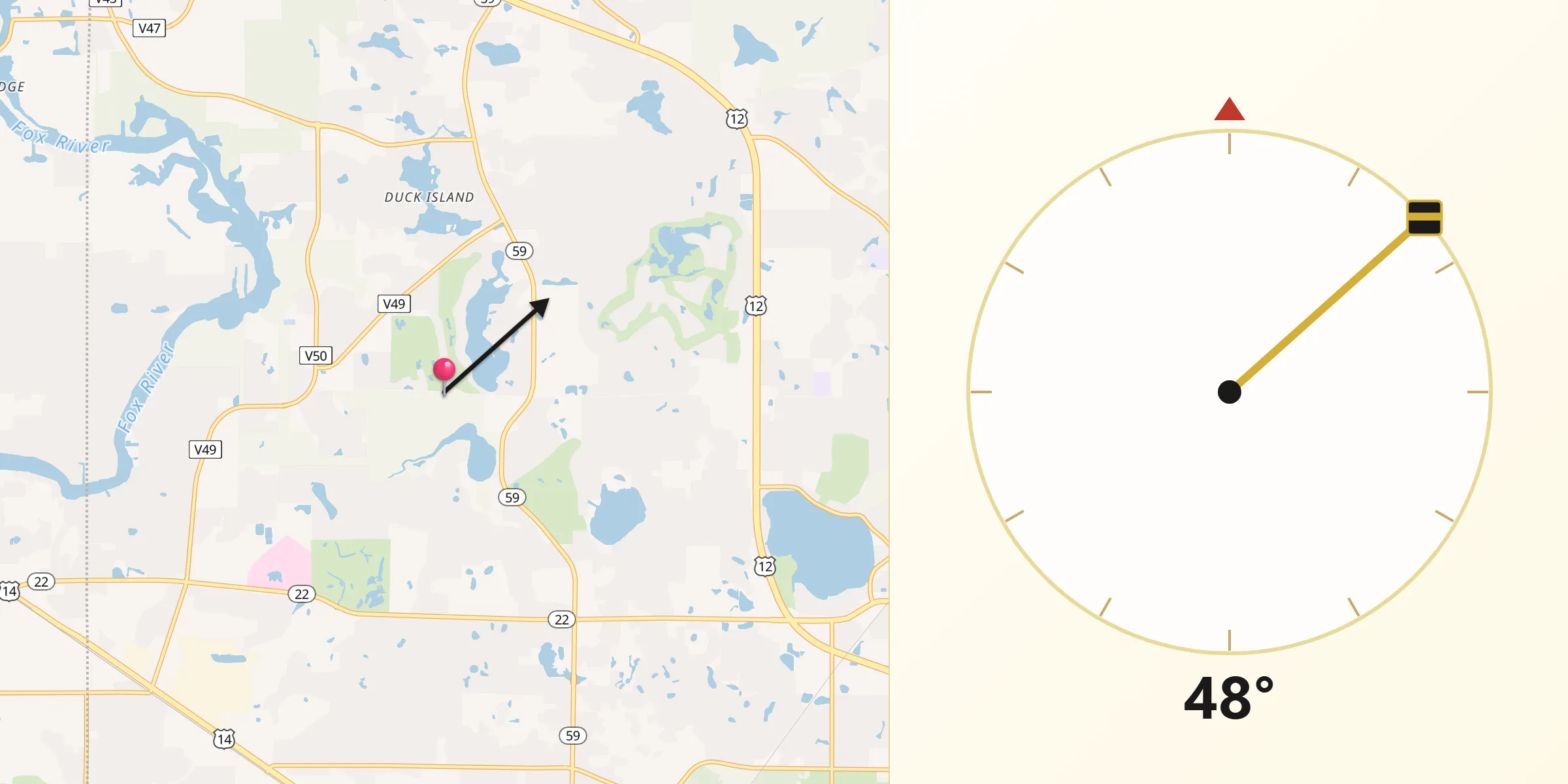 Qibla Direction from Lake Barrington