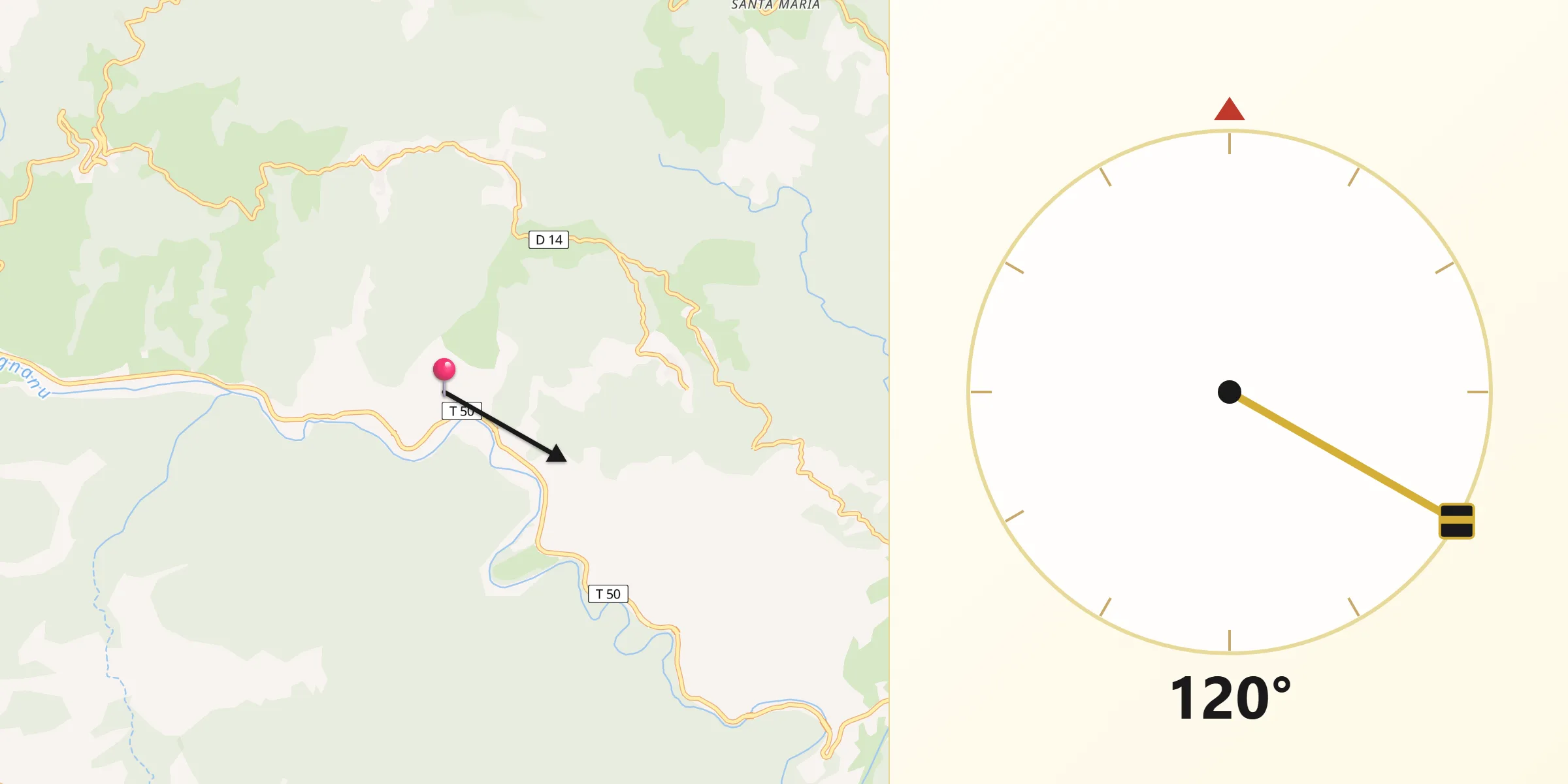 Direction vers la Qibla depuis Linguizzetta