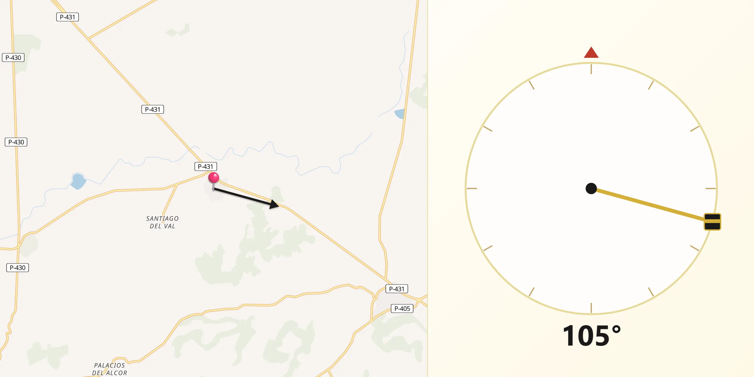 Dirección de la Qibla desde Santoyo