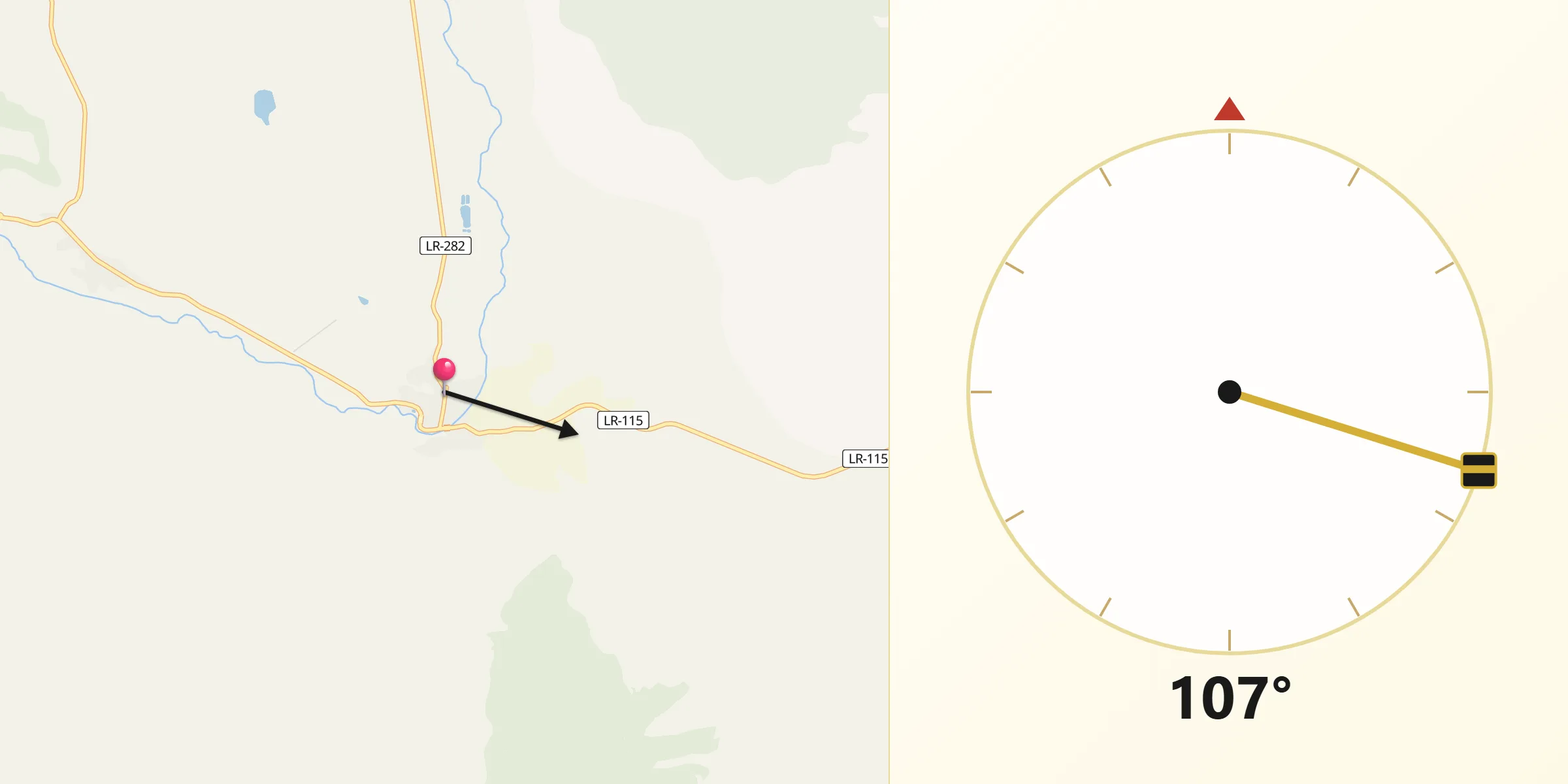 Dirección de la Qibla desde Autol