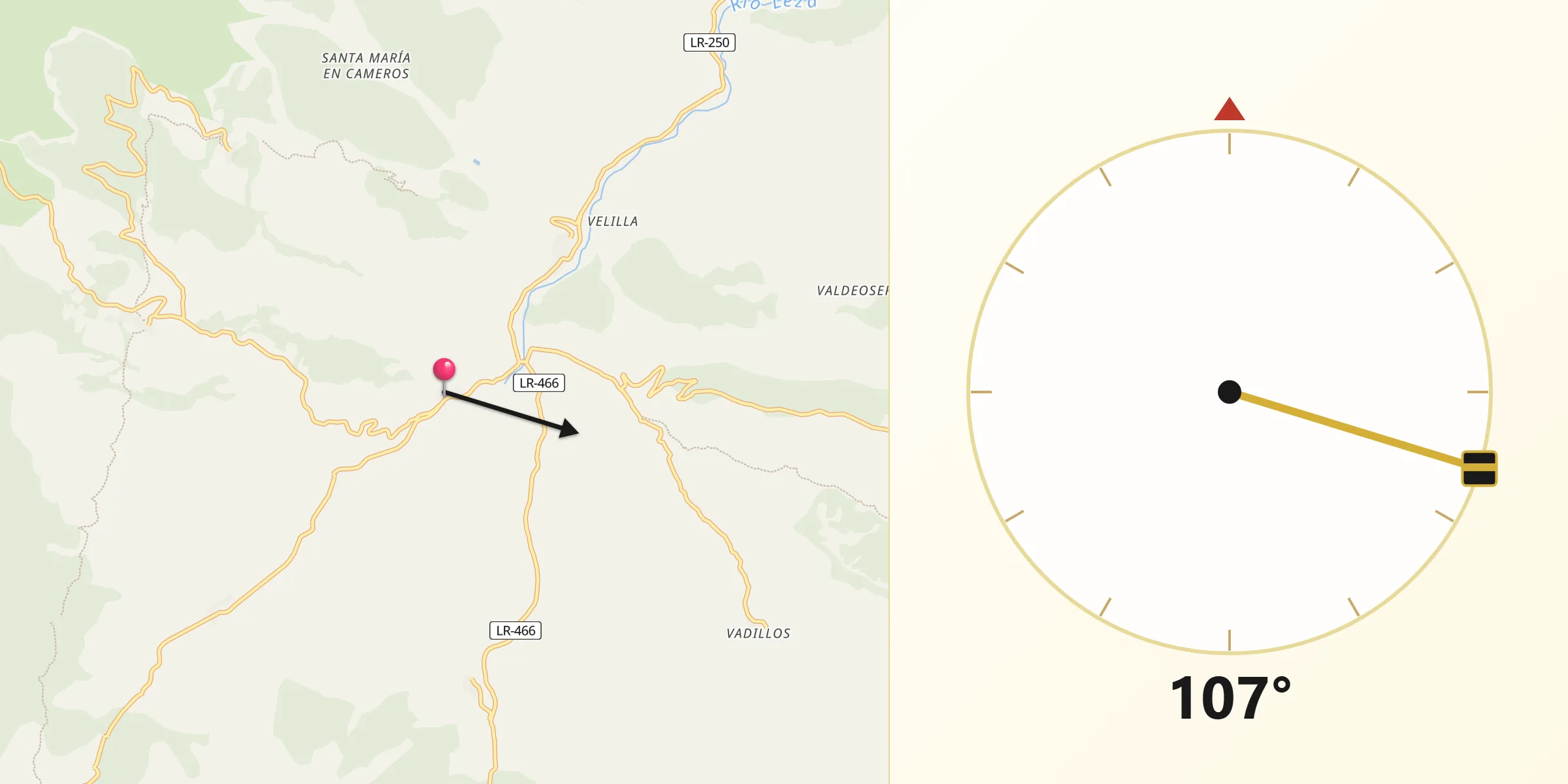 Dirección de la Qibla desde Jalón de Cameros