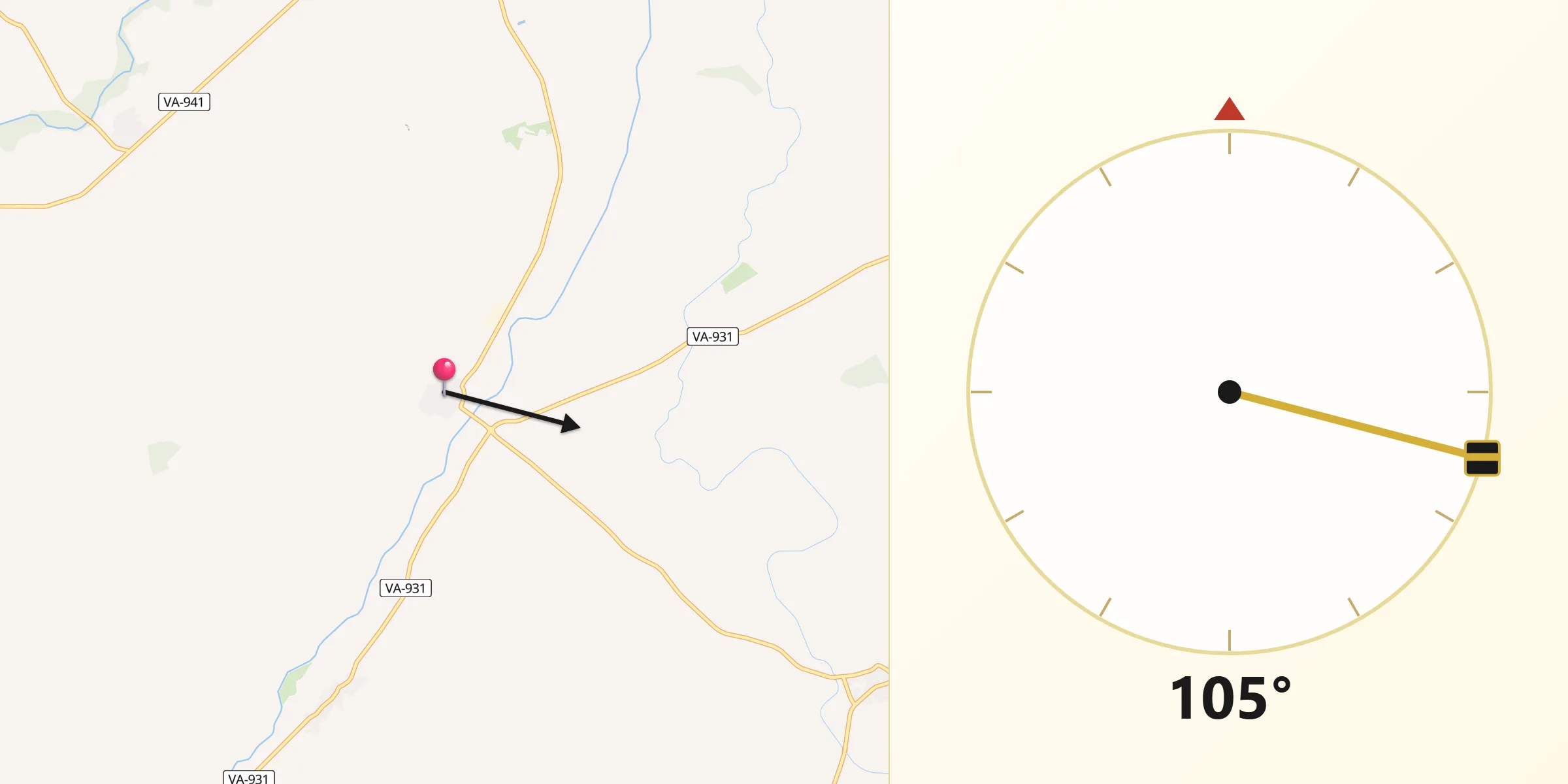 Dirección de la Qibla desde Santervás de Campos