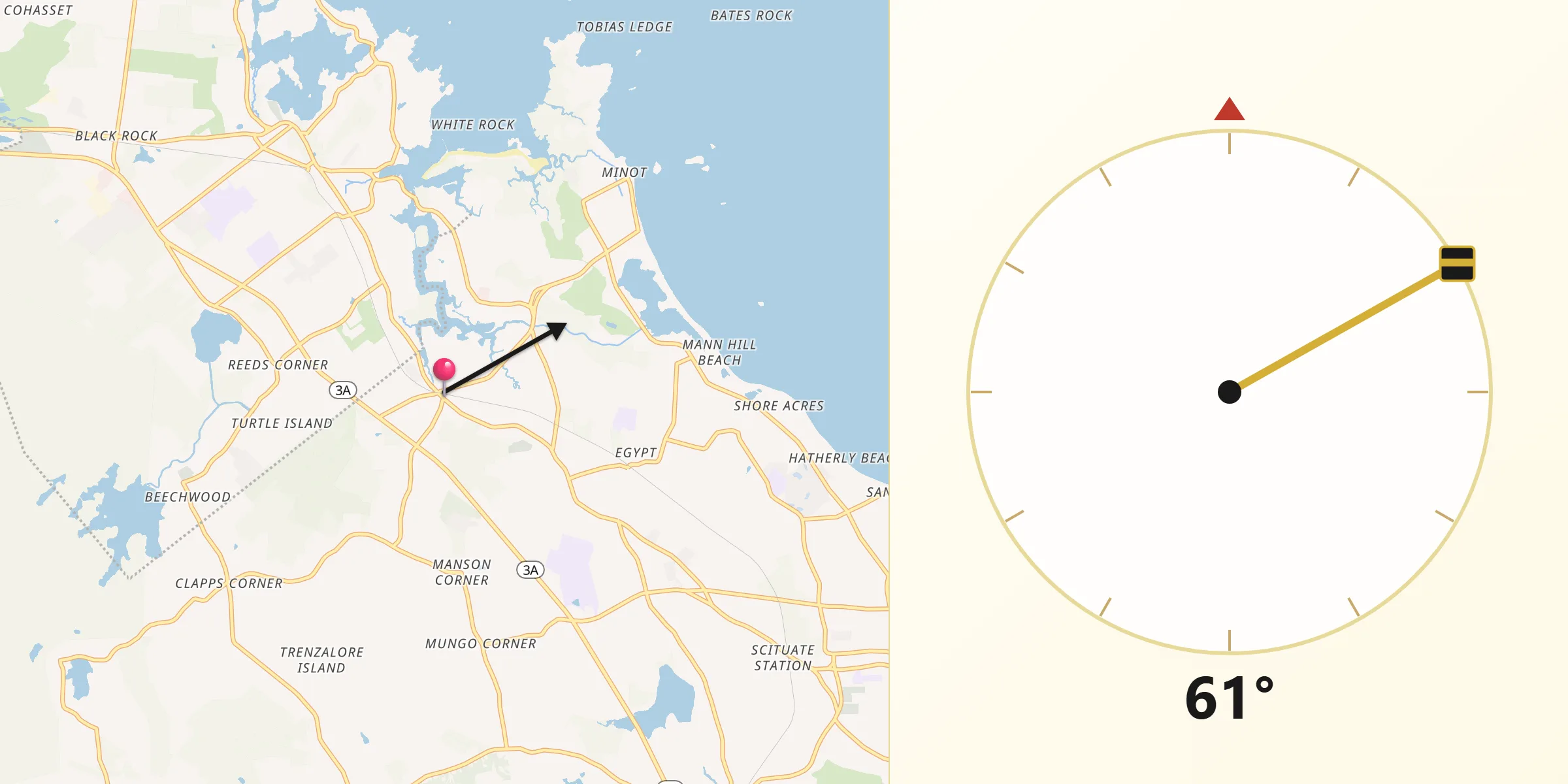 Qibla Direction from North Scituate
