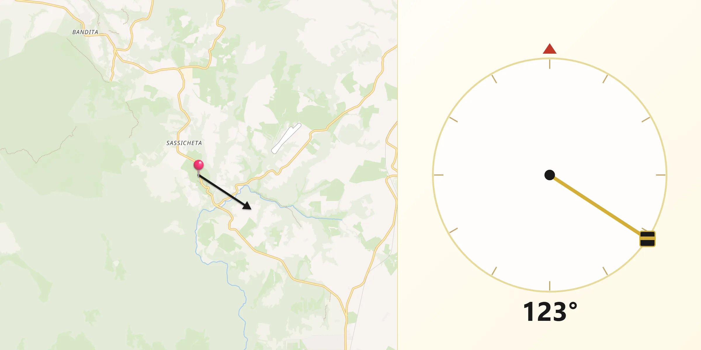 Direzione della Qibla da Vejano