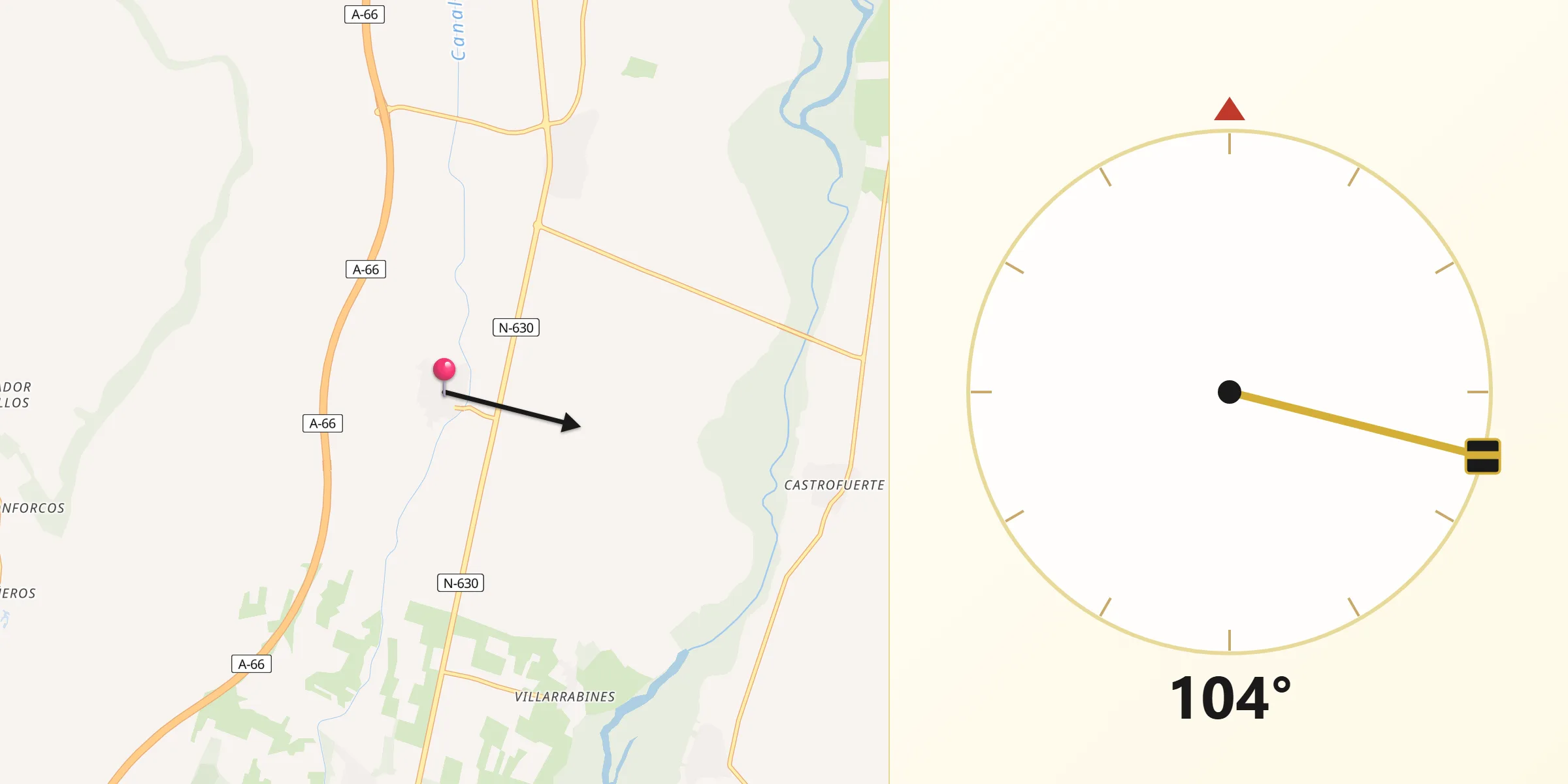 Dirección de la Qibla desde Algadefe