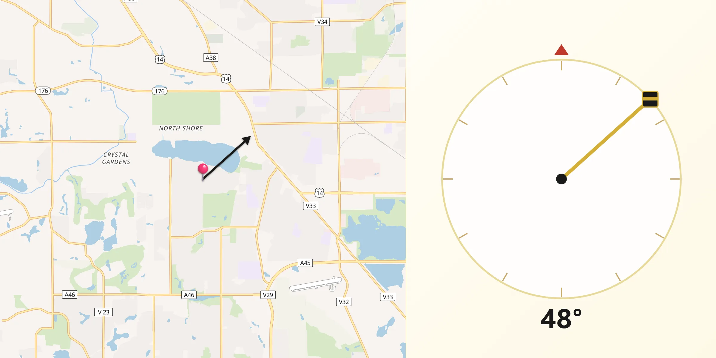 Dirección de la Qibla desde Lakewood