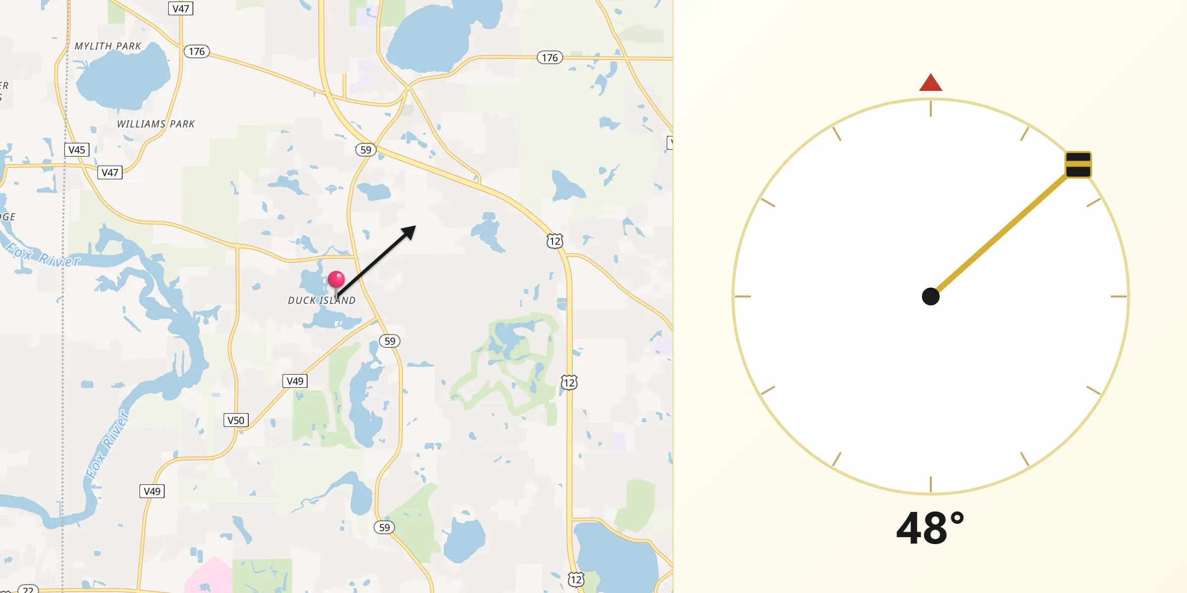 Qibla Direction from Tower Lake