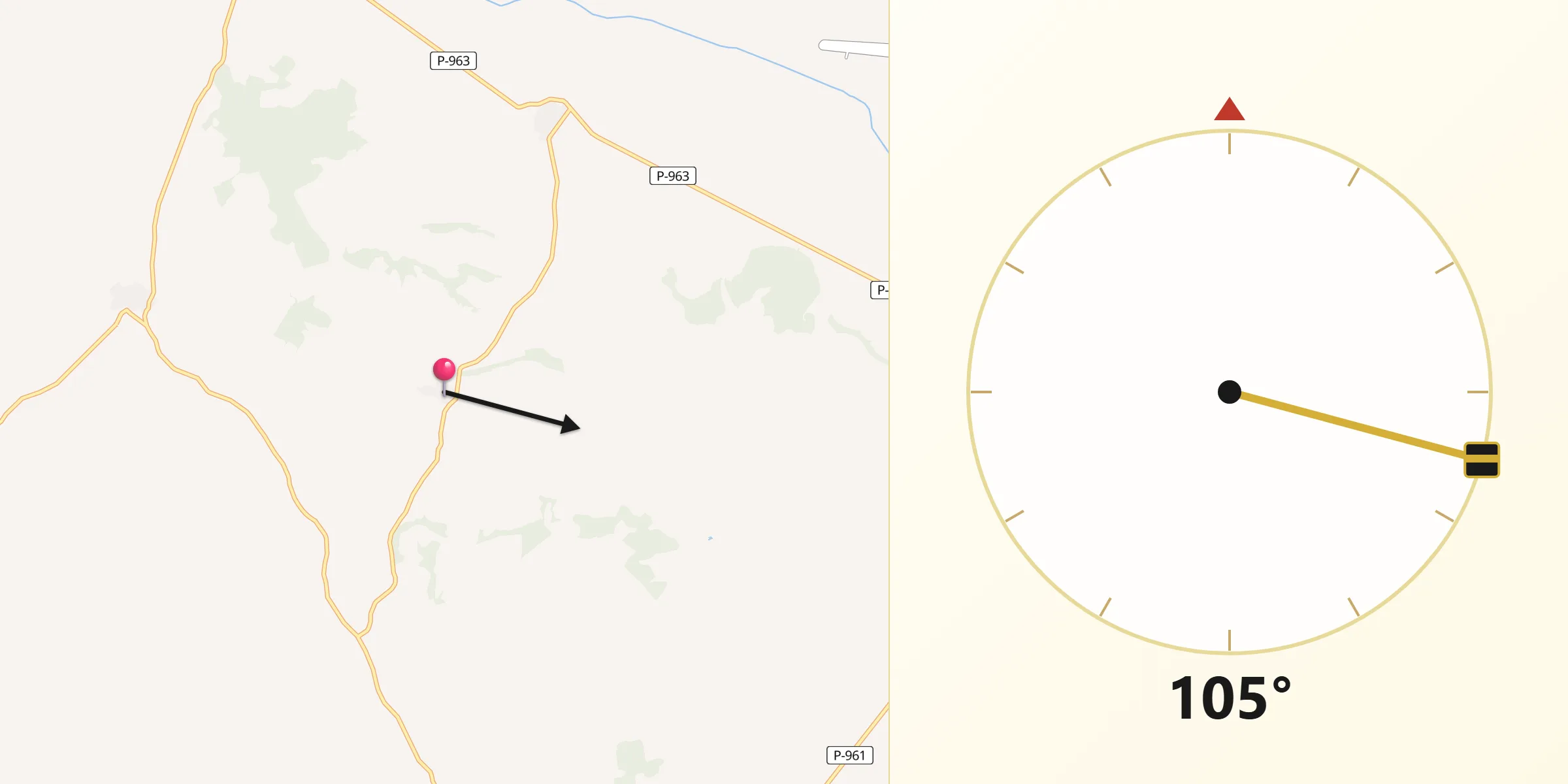 Dirección de la Qibla desde Cardeñosa de Volpejera