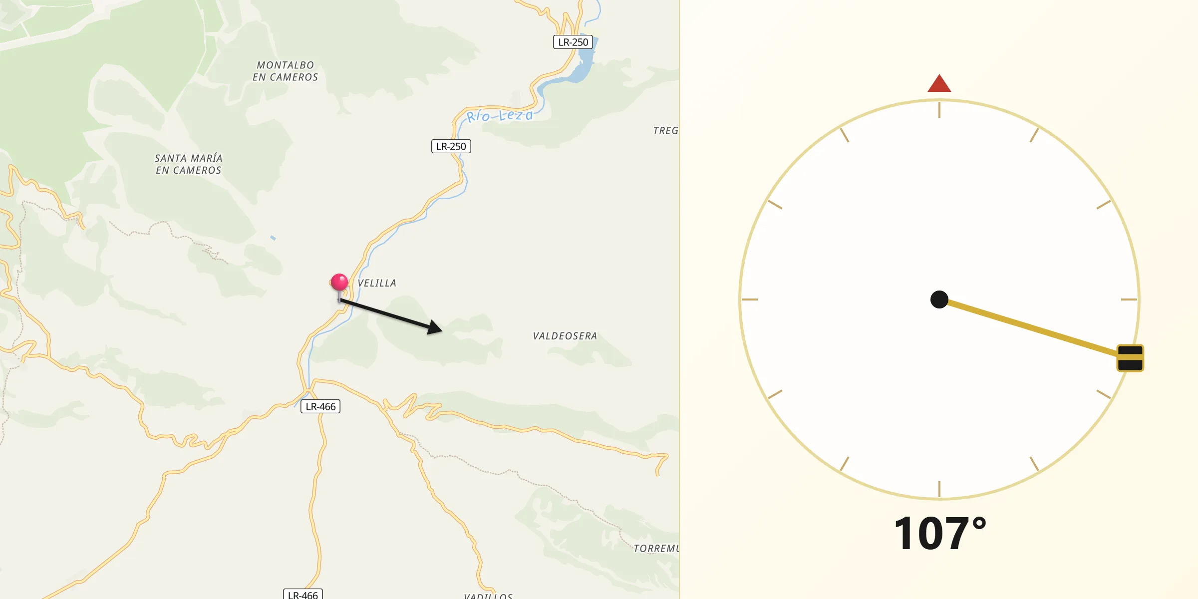 Dirección de la Qibla desde San Román de Cameros