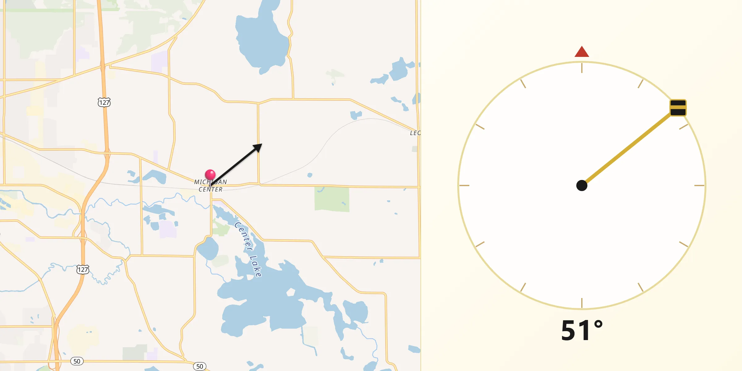 Qibla Direction from Michigan Center
